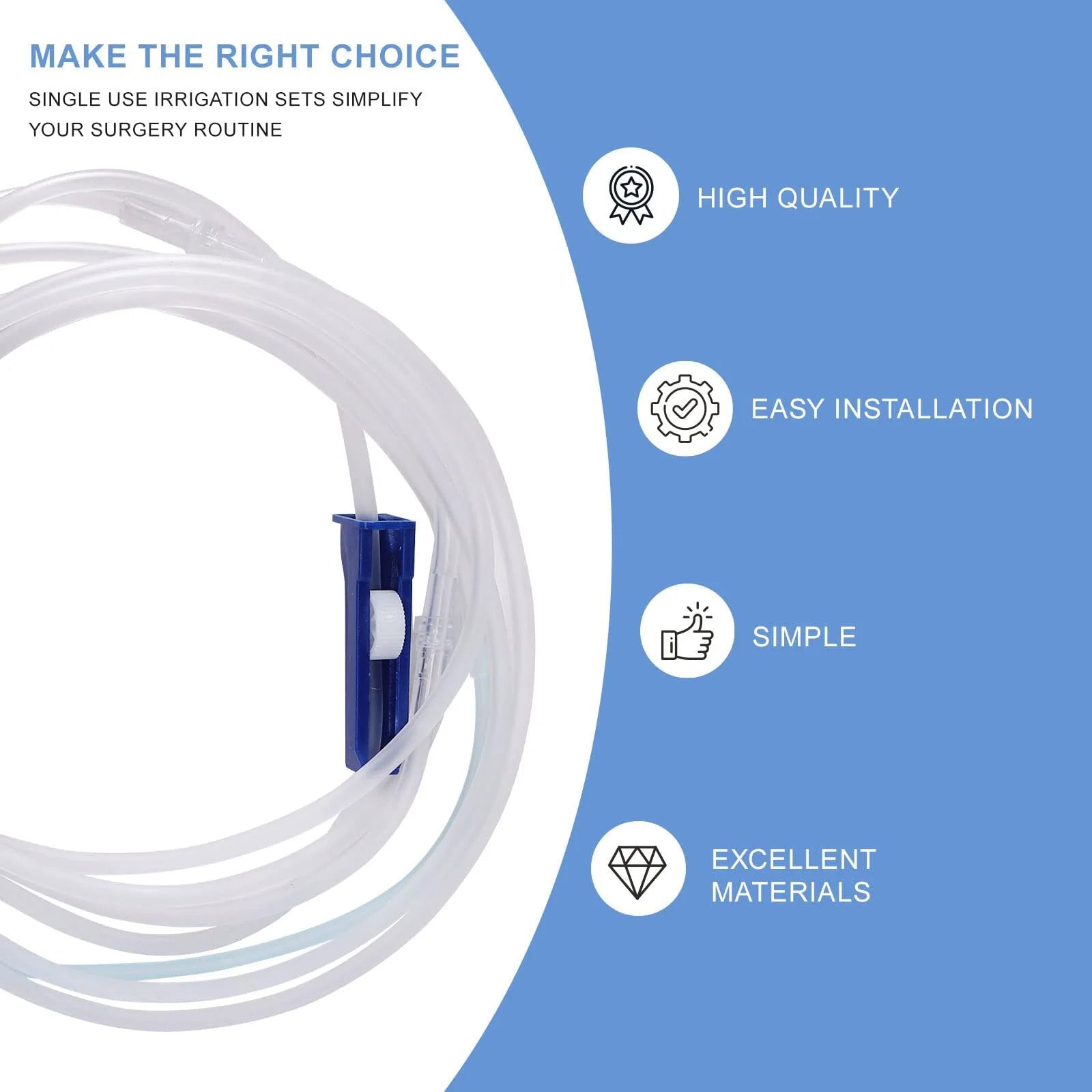 Dental Implant Irrigation Tubing Disposable Sterile Packaged Tubes For W H Compatible Dental Equipment Pro Grade Flexible Transparent Medical Grade Hose For Dental Water Irrigation In Implant Procedures coiled with blue component visible