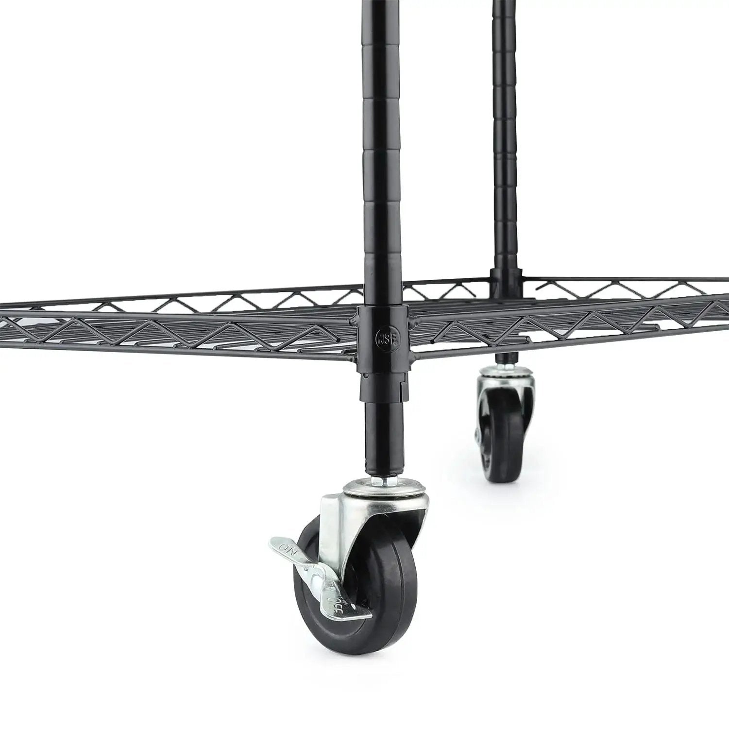 Three Inch Wire Shelf Casters Set Of Four With Threaded Stems M8 And M10 For Wire Shelving Heavy Duty Steel Housing Side Lock Brake