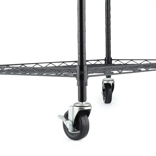 Three Inch Wire Shelf Casters Set Of Four With Threaded Stems M8 And M10 For Wire Shelving Heavy Duty Steel Housing Side Lock Brake