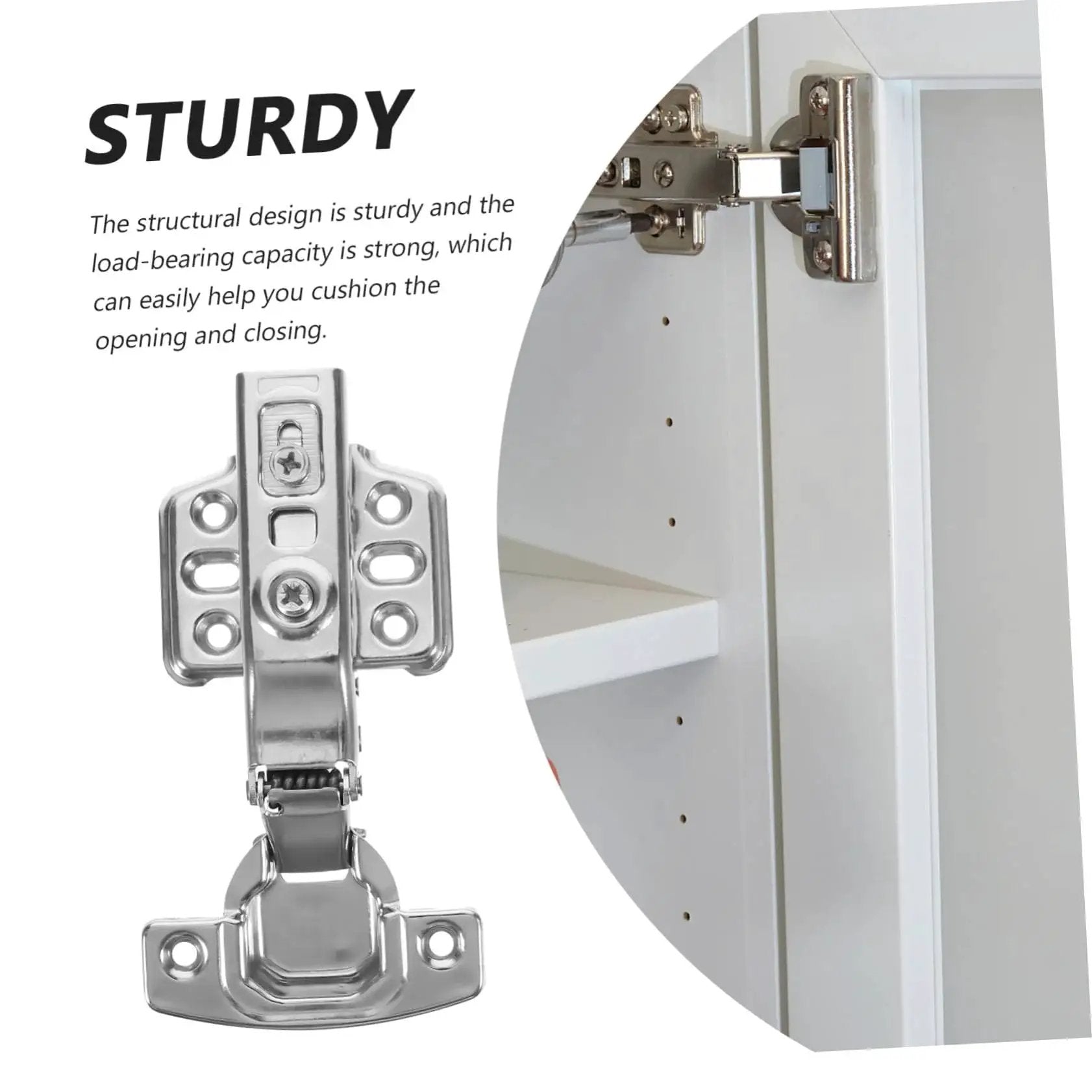 Stainless Steel Cabinet Hinges 12 Pack Heavy Duty Door Hinge Set For Kitchen Cabinets Rust Resistant Built To Last High Load Bearing Capacity Replacement Cushions Open For Smooth Quiet Operation And Easy Upgrades To Any Cabinets installed on white cabinet door