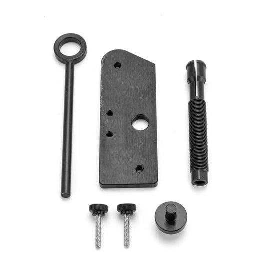 Inner Cam Bearing Installer And Camshaft Puller Tool For Harley Evolution Engines with parts layout on white background.