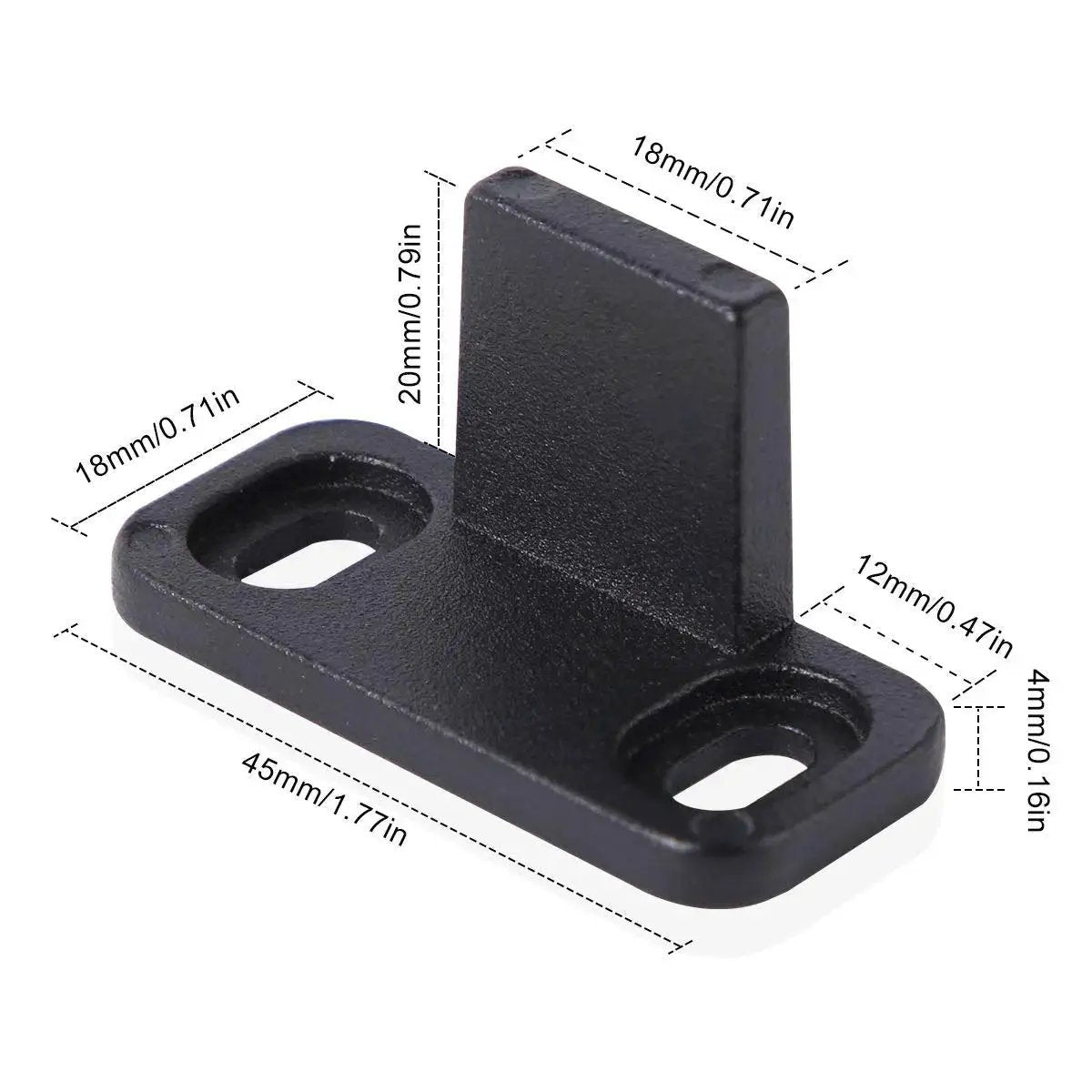 Barn Door Floor Guide Matte Black Metal Floor Mounted Bottom Guide Hardware Adjustable For Sliding Doors Two Pack Durable Carbon Steel With Powder Coated Finish Works With Grooved And Non Grooved Doors, side view with dimensions