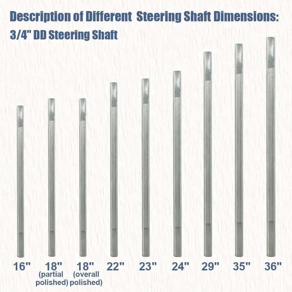 Assorted 3/4 DD steering shafts showcasing different lengths including the 36 Inch Three Quarters DD Steering Shaft For Universal U Joints