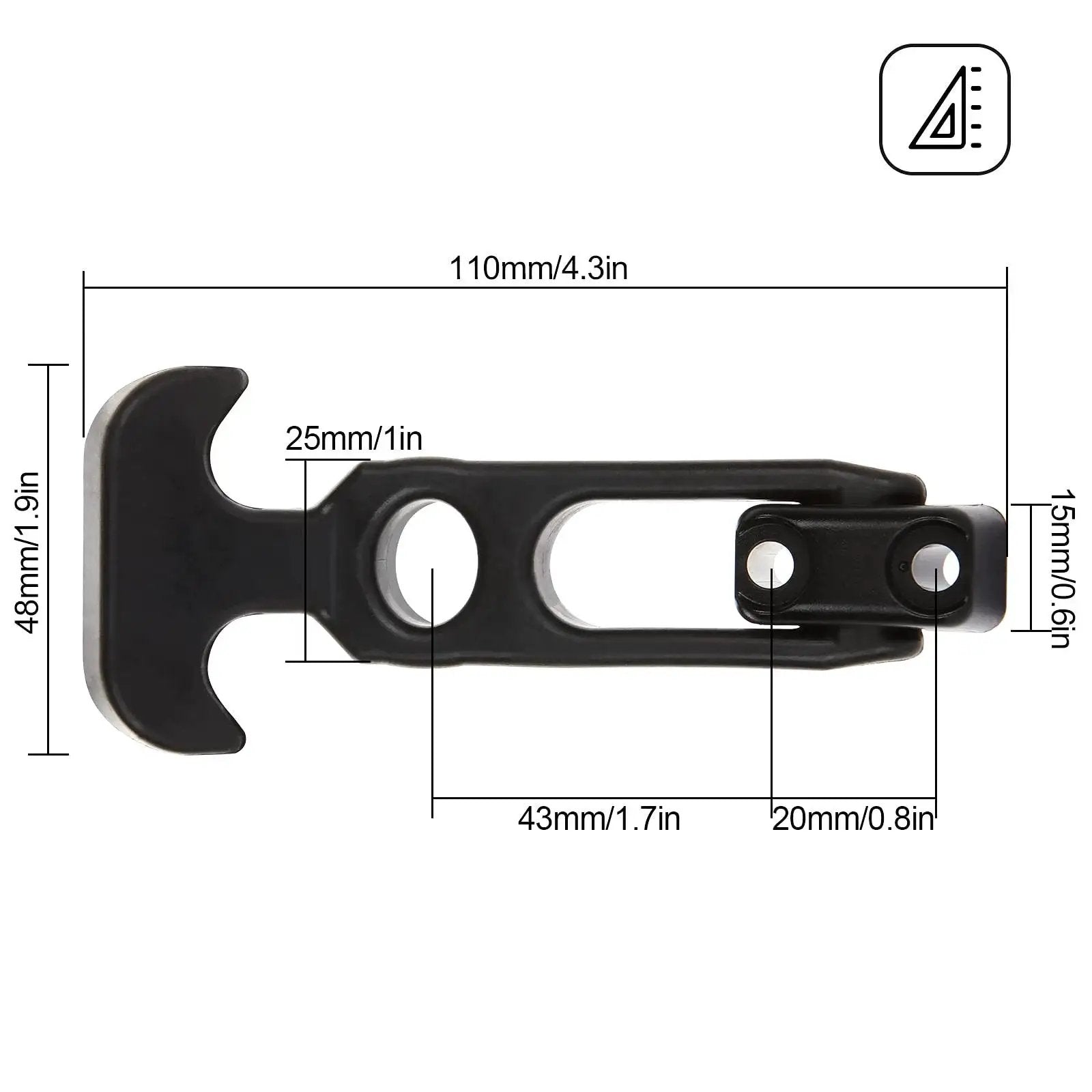 Six Pack Rubber T Handle Draw Latch 4.3 Inch Hasp For Tool Boxes And Equipment with dimensions