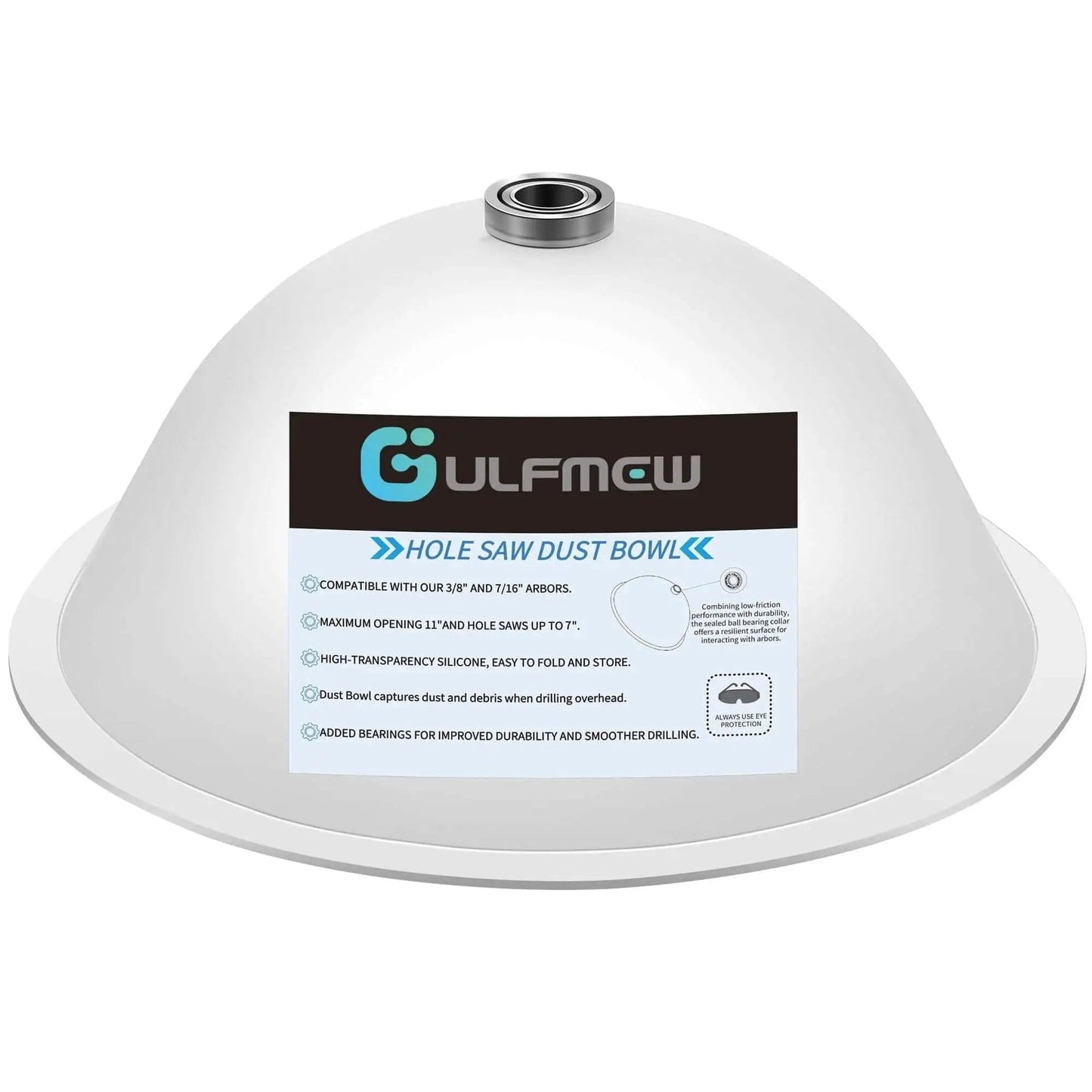 Less Mess Drill Dust Bowl And Hole Saw Dust Collector For Drilling Recessed Lights And Drywall Silicone Transparent Dust Catcher For All Hole Saws With Durable Bearings Gulfmew 1 Pack, front view