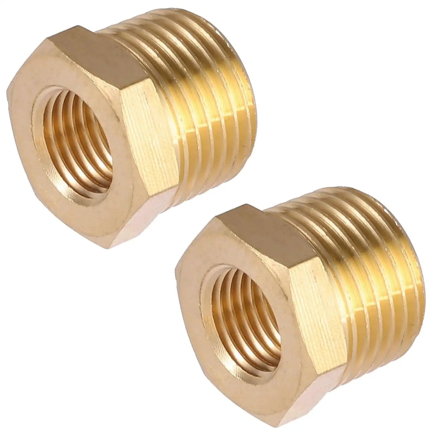 Brass NPT Reducer Bushing 1/2 Inch Male To 1/4 Inch Female Reducing Pipe Fitting 2 Pack