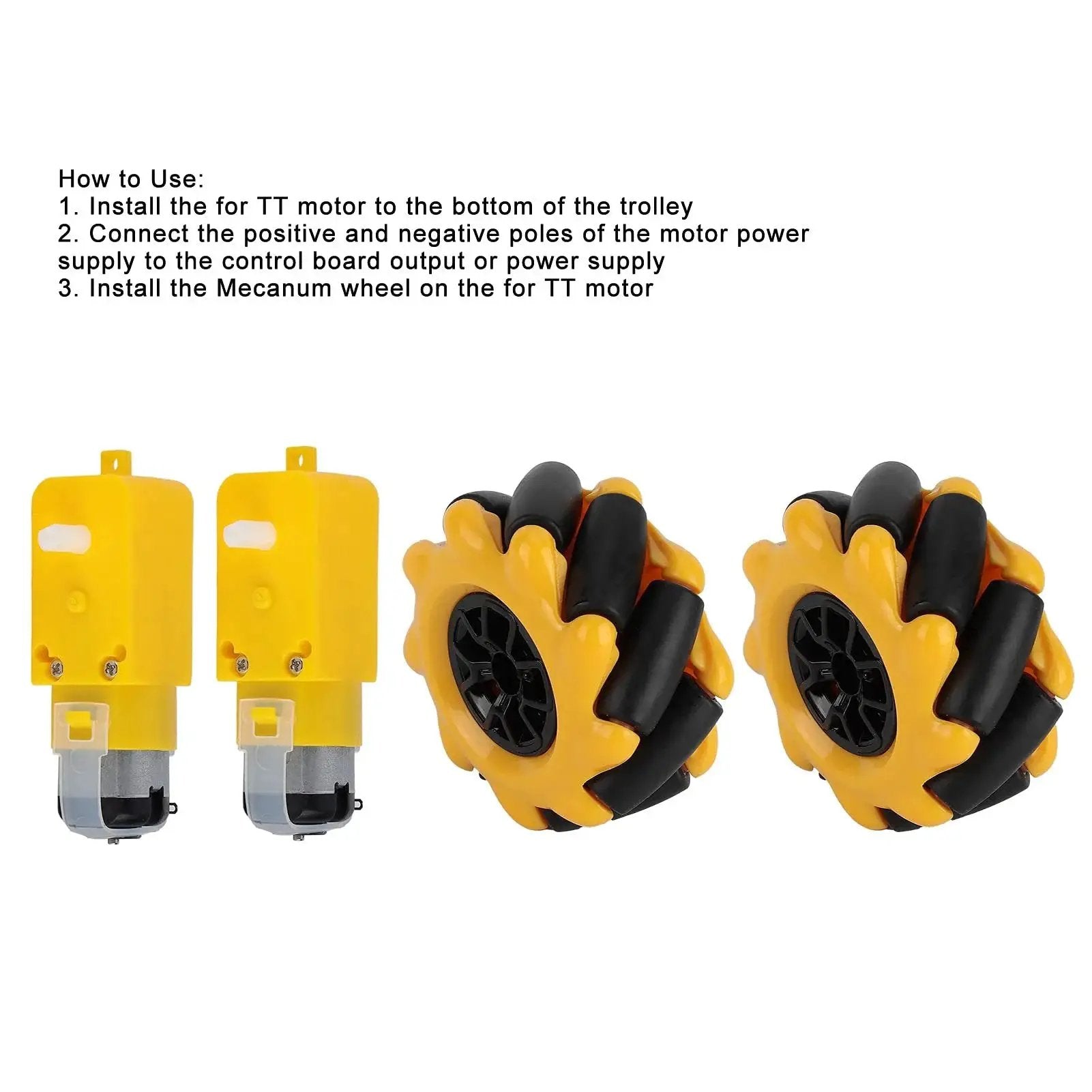 Omni Mecanum Wheel Set For Geared Motors 48mm DIY Robot Car Parts Left And Right Wheel Set With Rubber Coating, 3V-12V