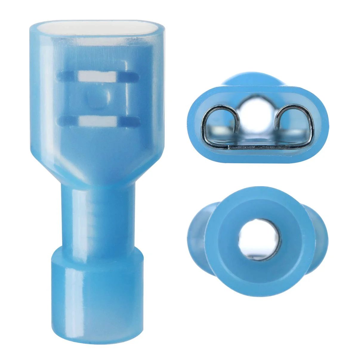 Blue Nylon Insulated Female Spade Connectors 16 To 14 AWG Quick Disconnect Terminal Crimp Connectors 100 Pieces XHF