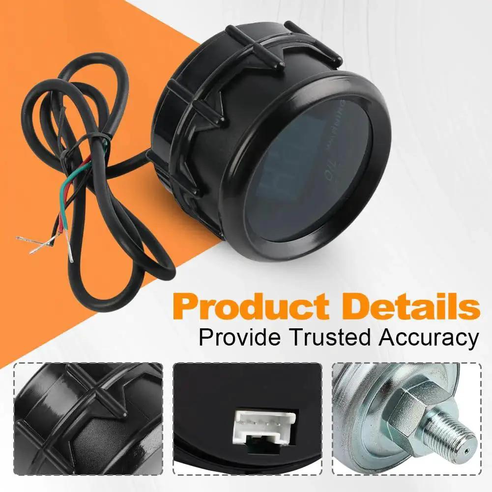 2 Inch Oil Pressure Gauge Kit 0 To 150 PSI For Boats Cars Trucks And Marine Vehicles 12V DC 52mm Dial Night Safety Display
