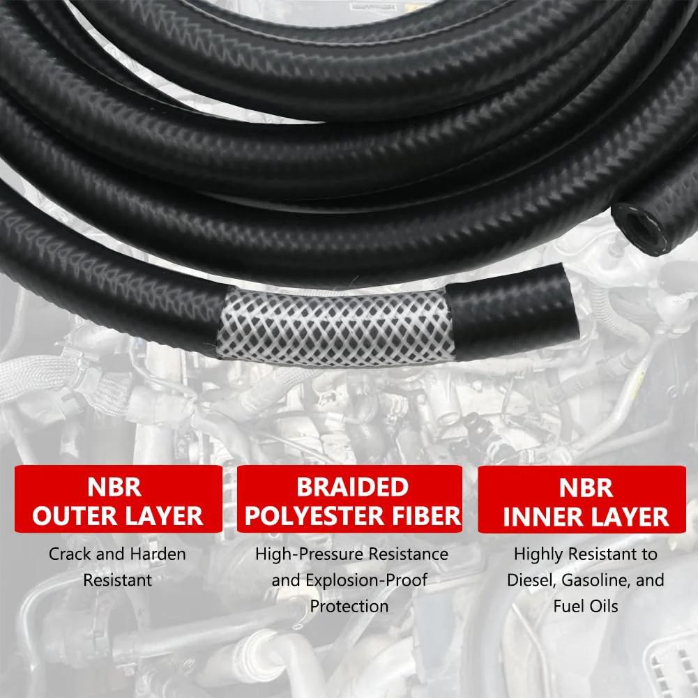 Three Quarter Inch Push On Fuel Line Hose NBR For Gas Diesel Biodiesel Engine Oil And Hydraulic Fluid, 10 Ft Length