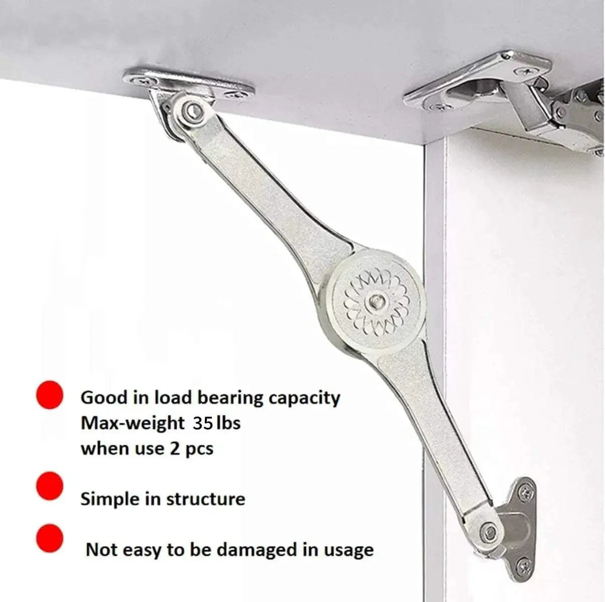 Heavy Duty Lid Stay Hinges For Cabinets And Toy Boxes, 110 Degree Folding Lid Support installed under cabinet lid