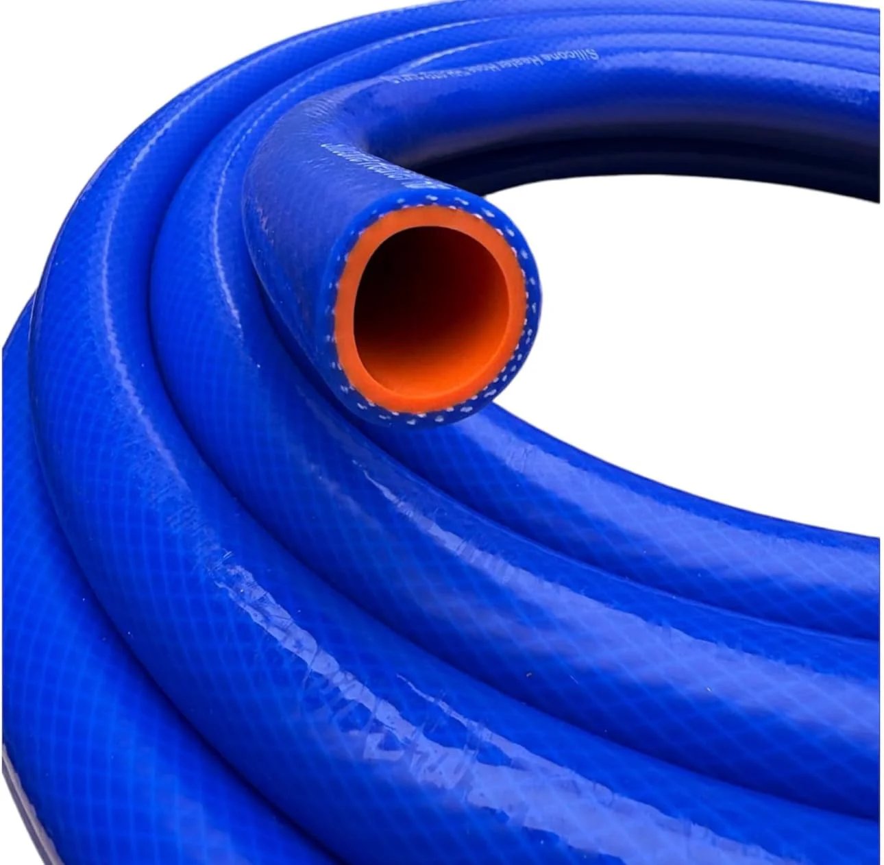 Close-up of Silicone Heater Hose 1 Inch ID Hi Temp 25 Foot Roll Blue Flexible Silicone Tubing for Auto and Marine Engines