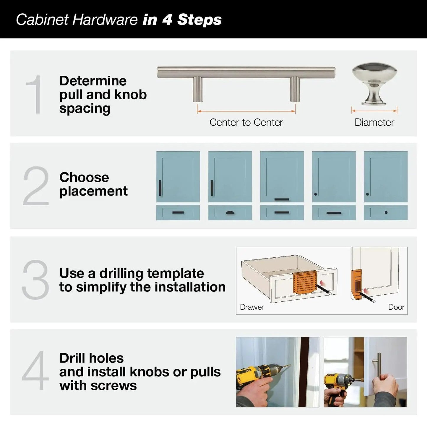 Installation guide for Firenze Collection Chrome Traditional Round Cabinet And Drawer Pull Handle For Kitchen and Bath.