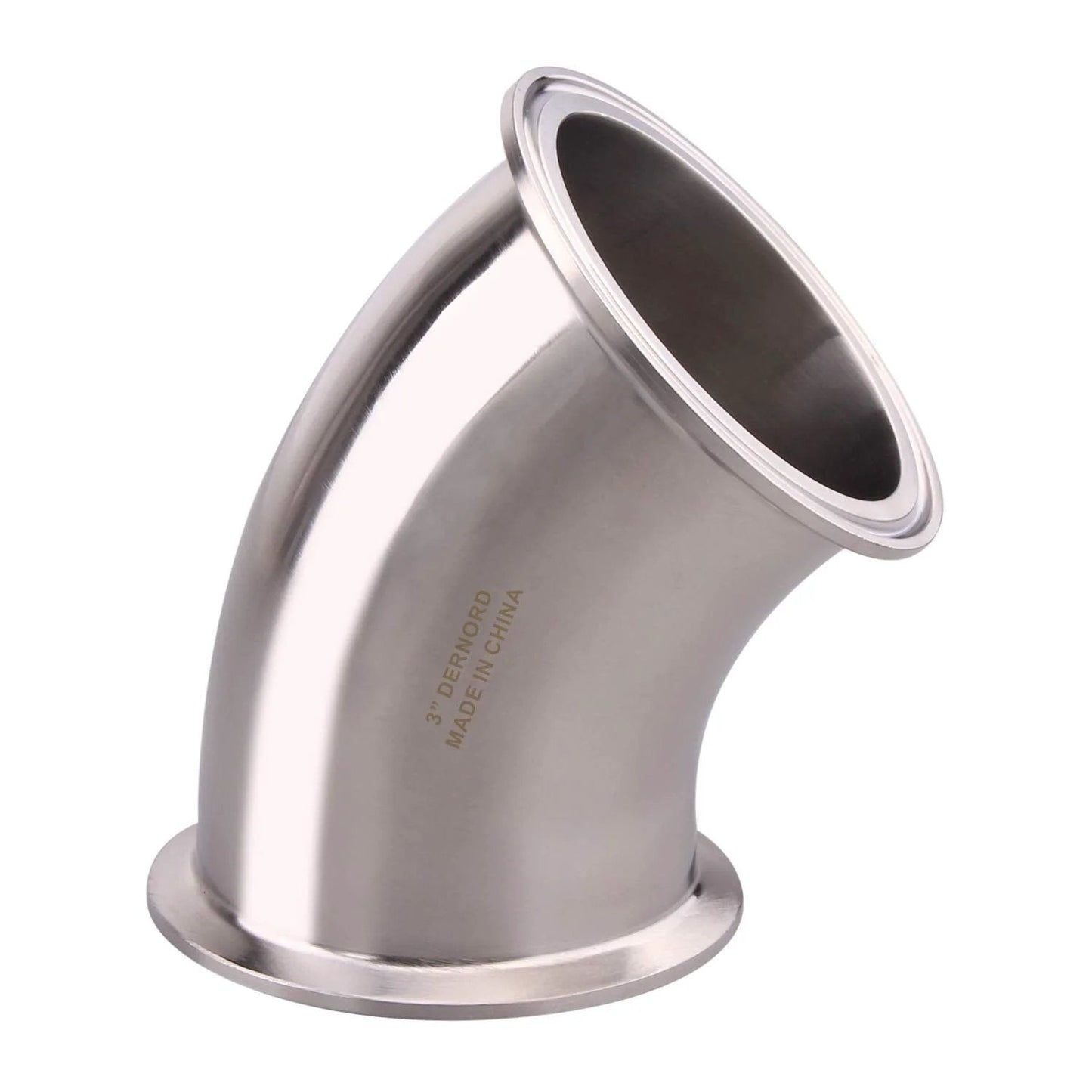 Stainless Steel 304 3 Inch 45 Degree Heavy Duty Clamp Elbow Fitting For Tri Clamp Pipelines Connects Tubes At 76mm OD High Pressure 250 Psi