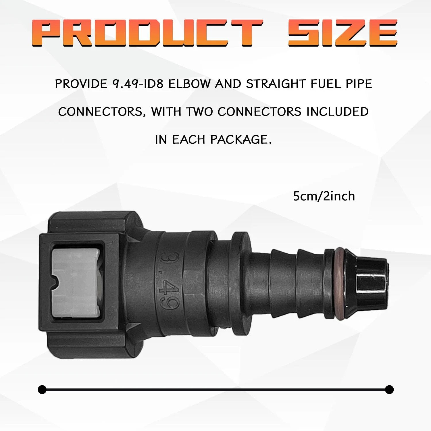 90 Degree Fuel Line Quick Connector Kit Two Pack Three Eighths SAE To Five Sixteenths Inch Nylon Tubing High Pressure Push On Quick Release Plugs For Fuel System Repair Compatible With Most Vehicles shown from side view