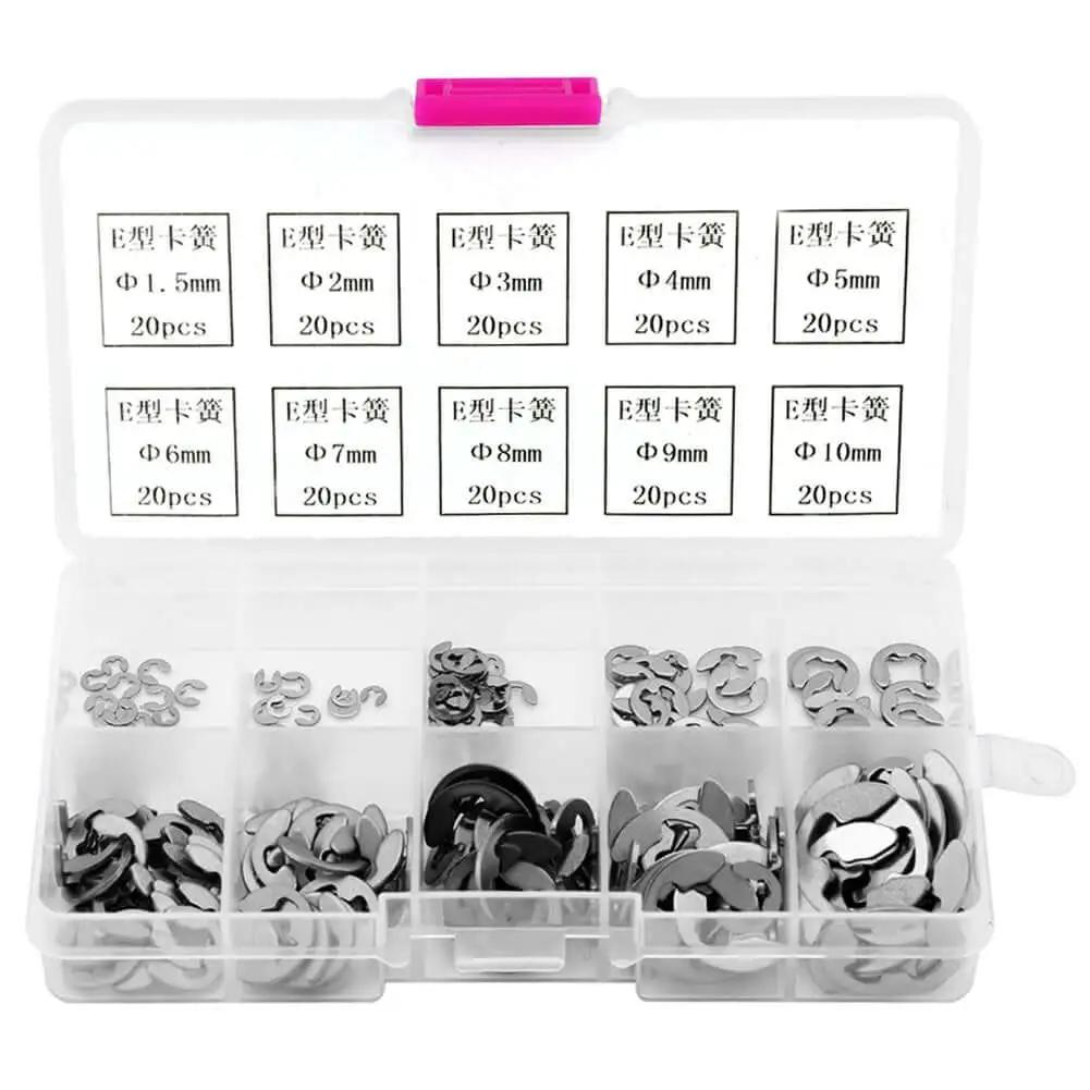 Heavy Duty E Clip Retaining Clip Kit For Gears Pulleys Axles And Engines, Heat Treated 304 Stainless Steel External Circlips