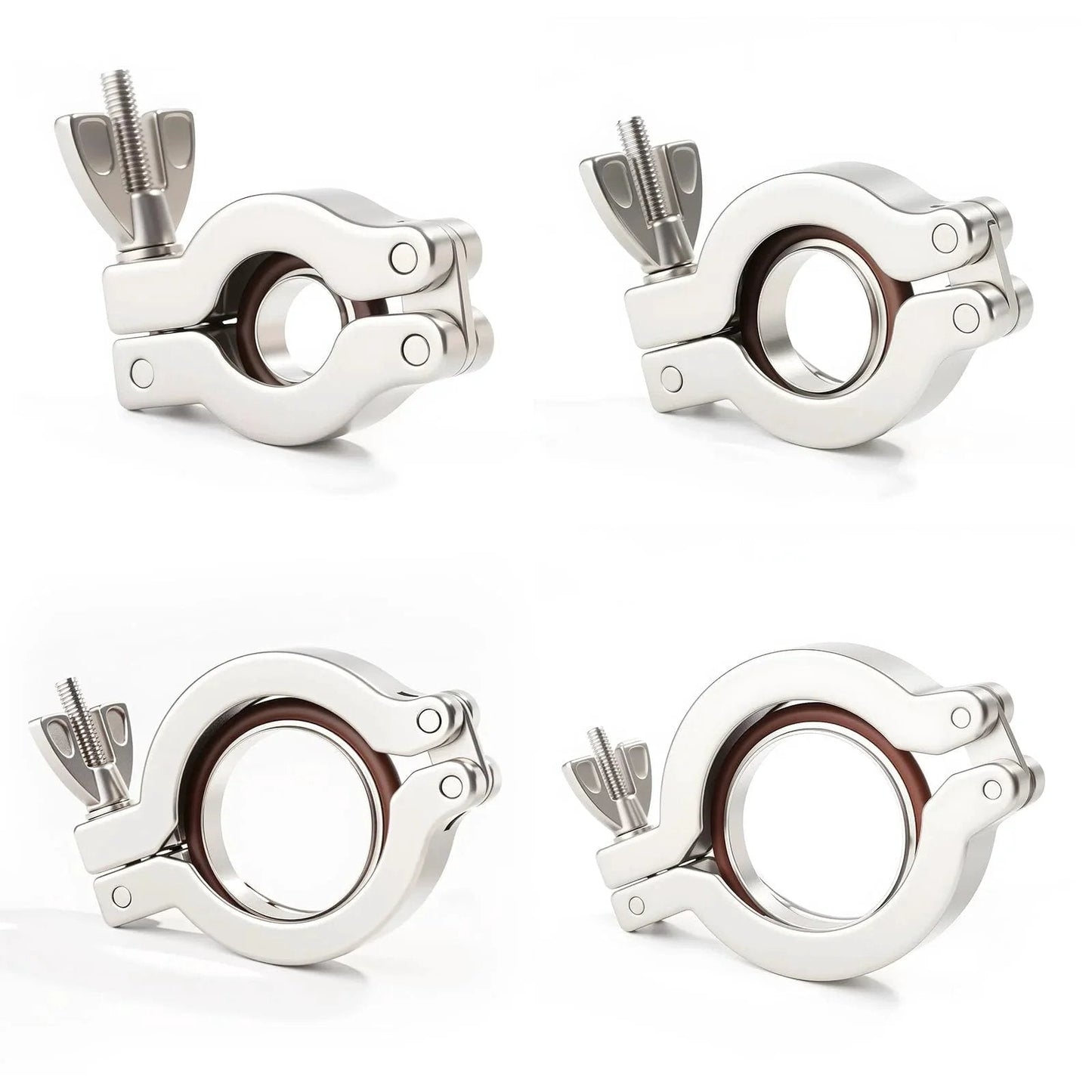 4 Pack KF16 Stainless Steel 304 Clamps With 304 Center Ring And Viton O Ring For Quick Clamps Ideal For High Pressure Tubing Applications