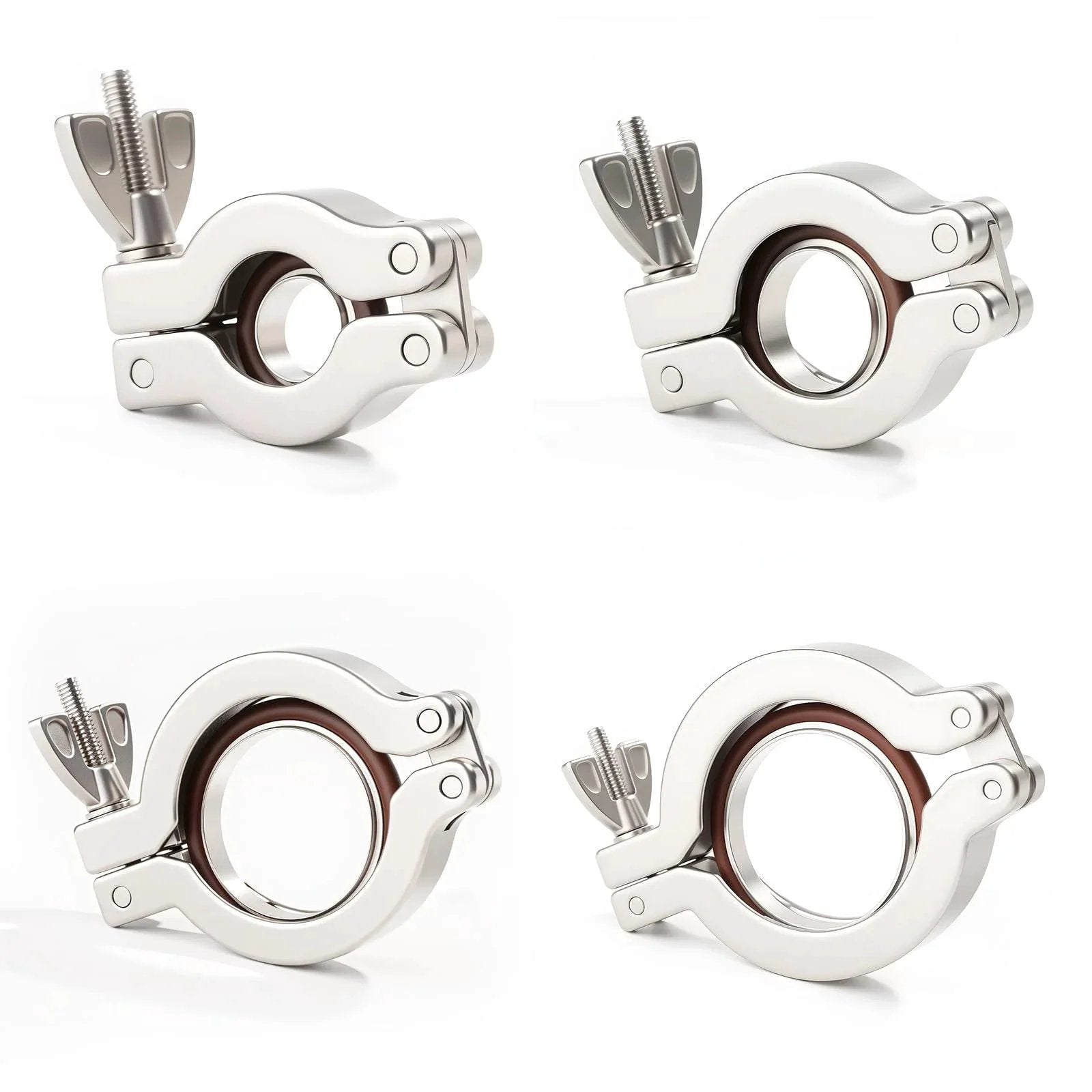 4 Pack KF16 Stainless Steel 304 Clamps With 304 Center Ring And Viton O Ring For Quick Clamps Ideal For High Pressure Tubing Applications