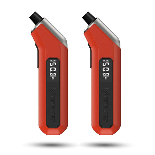 Digital Tire Pressure Gauge 2 Pack for Cars and Trucks with 3 To 200 PSI Range, Industrial Quality Calibrated in vivid orange.