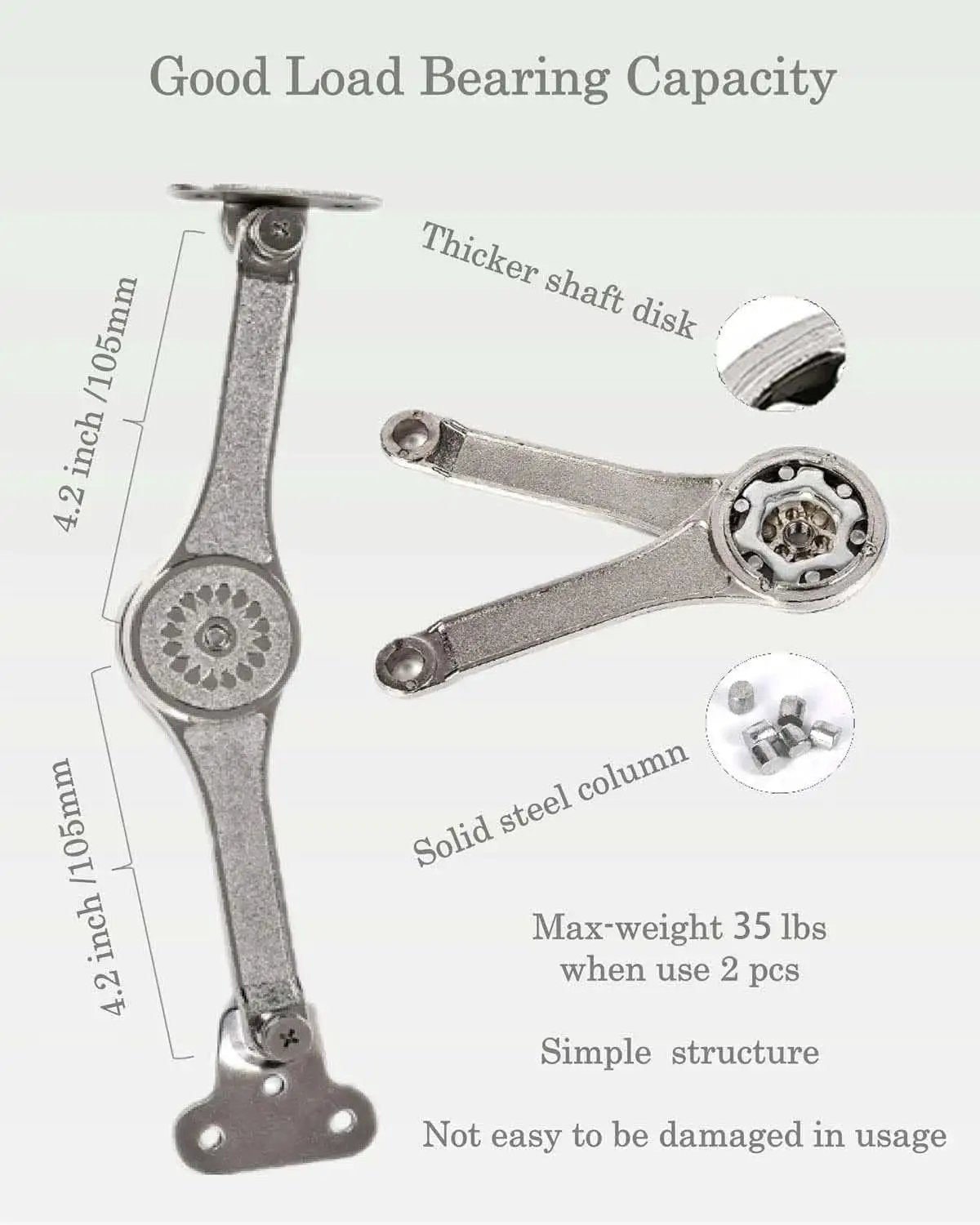 Heavy Duty Lid Stay Hinges For Cabinets And Toy Boxes, 110 Degree Folding Lid Support with solid steel and thicker shaft disk