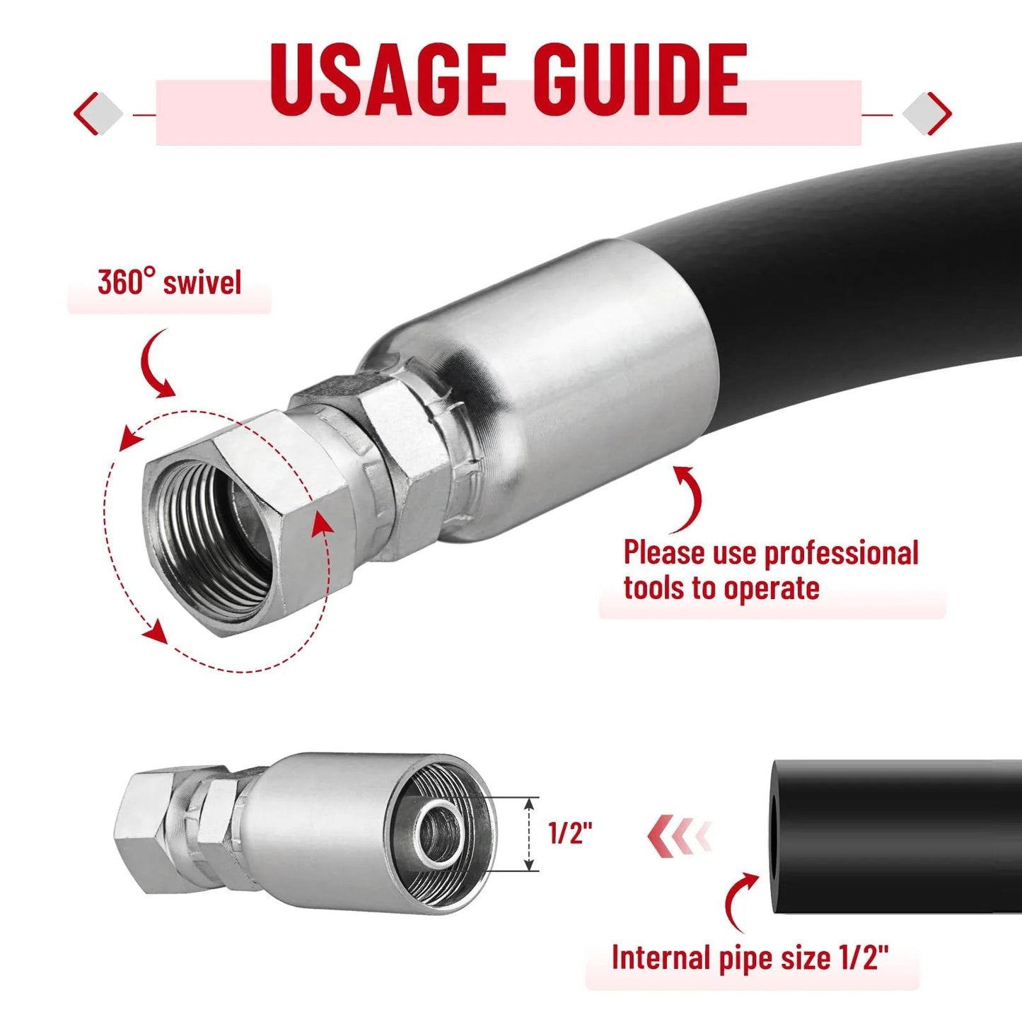 12 Pack Hydraulic Hose End Fittings For One Half Inch ID Hoses To One Half Inch JIC 37 Degree Female Swivel Crimp Fittings With Protective Cover Built For Fast Easy Install And Solid Value In Fluid Power Gear usage guide.