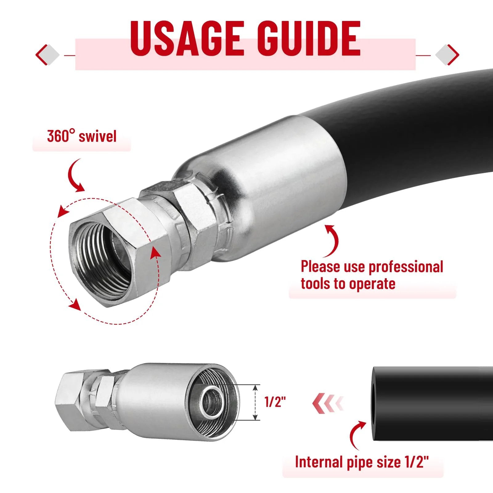 12 Pack Hydraulic Hose End Fittings For One Half Inch ID Hoses To One Half Inch JIC 37 Degree Female Swivel Crimp Fittings With Protective Cover Built For Fast Easy Install And Solid Value In Fluid Power Gear usage guide.