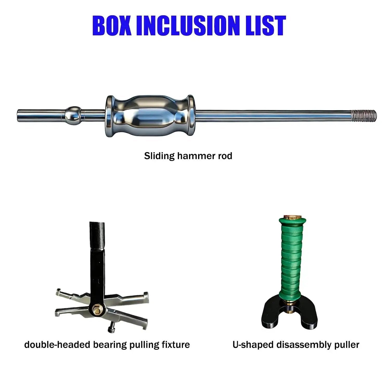 Internal Bearing Puller Tool With Double Headed Slide Hammer U Shaped Disassembly Claw And Expandable Collets kit components