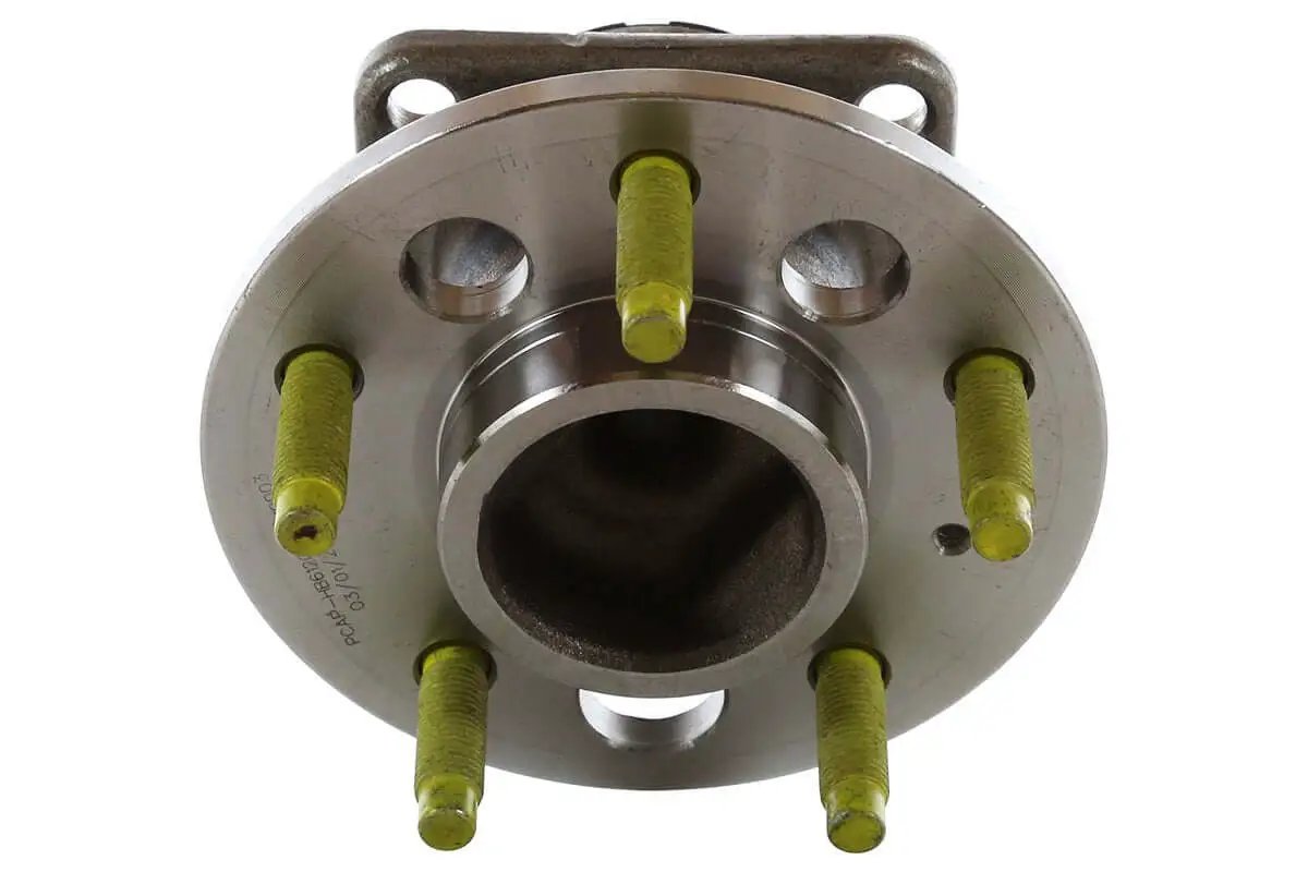 Rear wheel hub bearing assemblies with ABS sensor replacement for 2006-2011 Buick Lucerne and 2006-2011 Cadillac DTS, 5-lug view