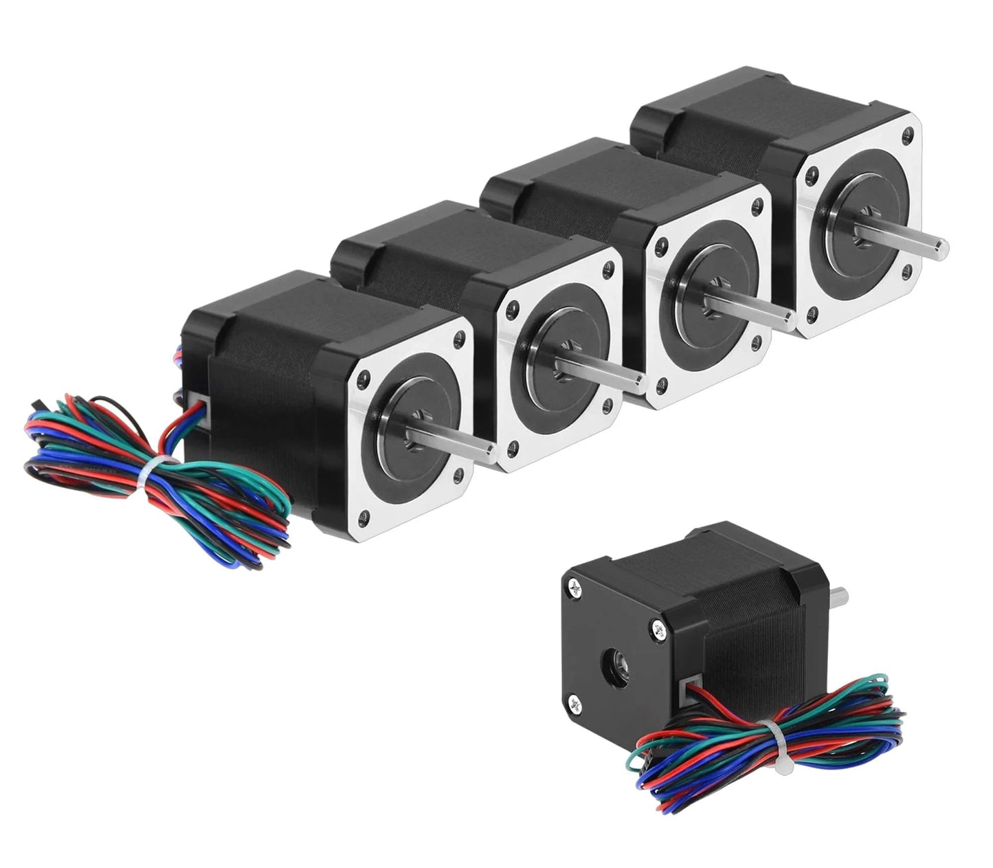 5 Pack NEMA 17 Stepper Motors 2A Bipolar Beefy Torque 59 Ncm 84 Oz In 48mm 4 Lead With 1 Meter Cable And Connector For 3D Printers CNC Machines DIY Projects
