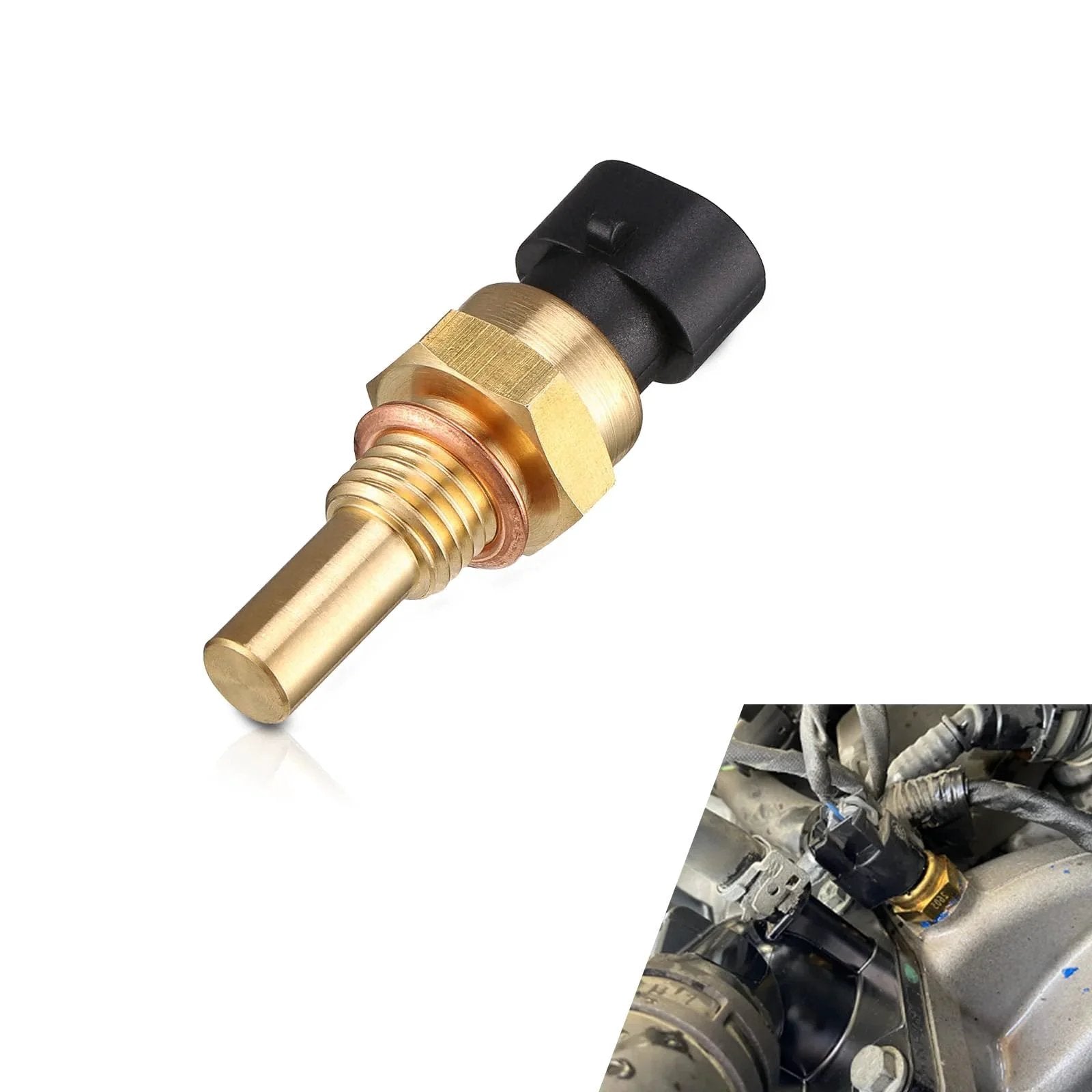 Engine Water Temperature Sensor For Cars Reliable Cooling Temperature Sensor Replacement Part Fits Delphi Gold And Black Metal Body With Tight Threads Easy Install Durable And Accurate Reading