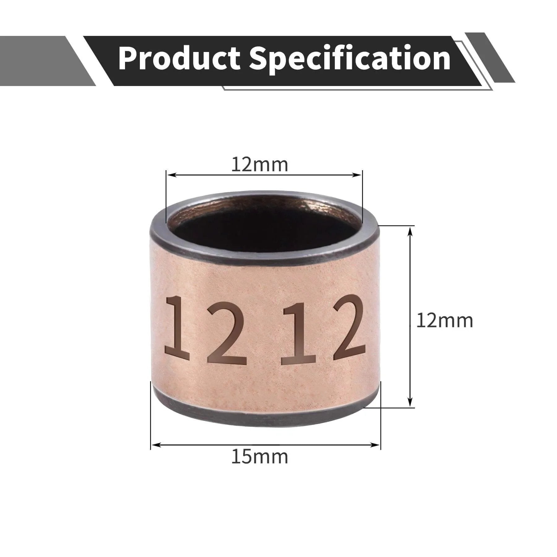 4 Pcs Sleeve Bearings 12mm Bore 15mm OD 12mm Length Oilless Bronze Sintered Bushing with measurements