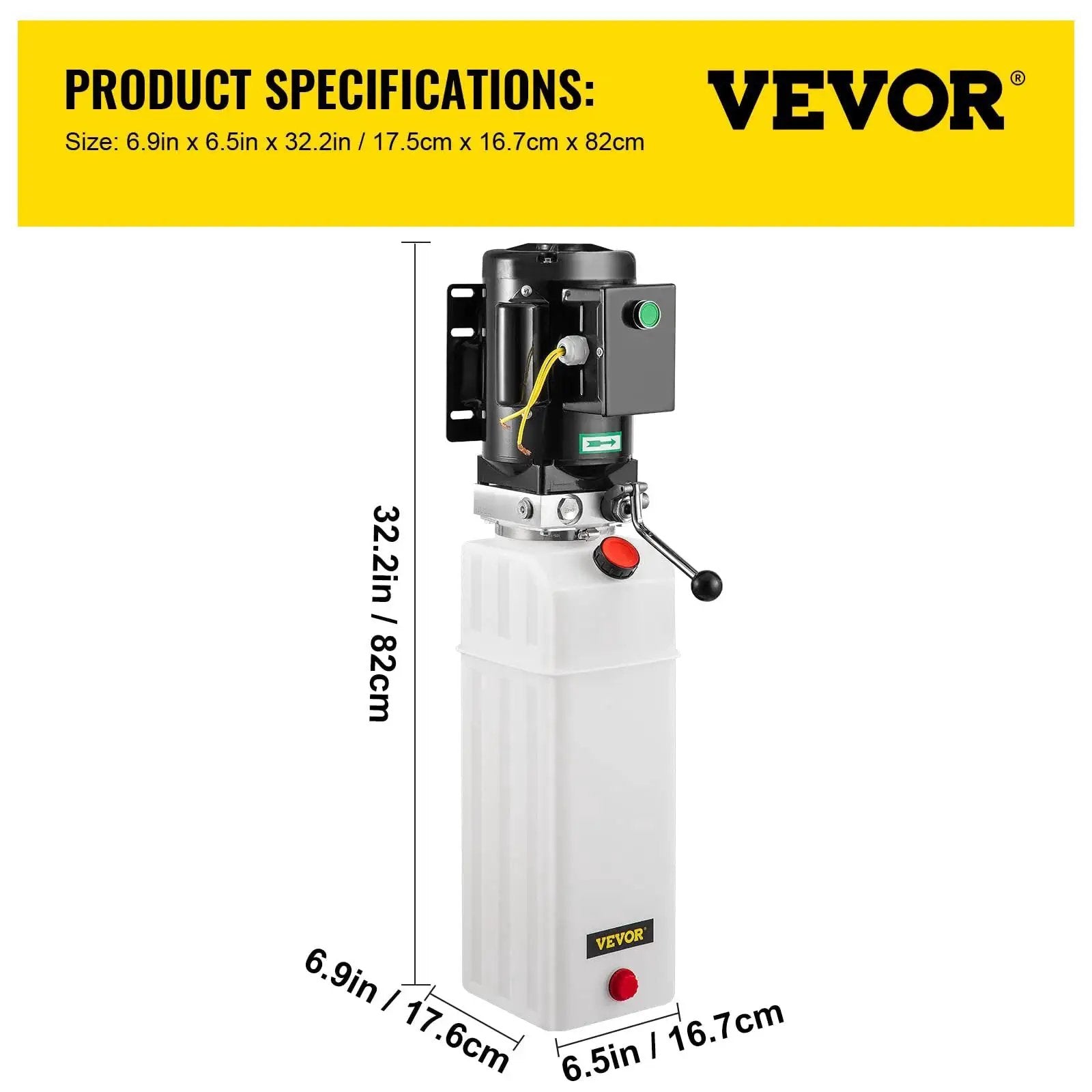 Side view of Hydraulic Power Unit For Car Lifts With 220V AC Motor, 3 HP, 2750 PSI, 6 Liter Reservoir by Mophorn USA Pro Max