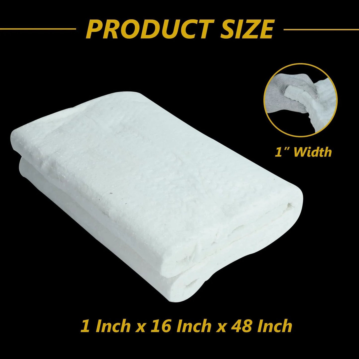 Folded 1 Inch Thick Ceramic Fiber Fireproof Insulation Blanket 16x48 Inches 2400F Rated For Furnace Forge Kiln Stove Fireplace