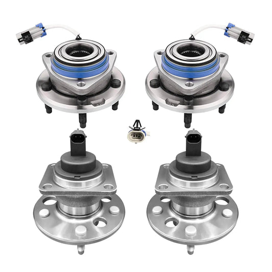 Set of 4 Front and Rear Wheel Hub Bearing Assemblies for 2000-2005 Cadillac DeVille, Fits Buick LeSabre shown in package