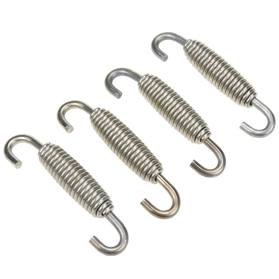 Motorcycle Exhaust Spring Set 4 Pack Stainless Steel Swivel Hook Springs 58mm Long For Mufflers Durable Easy Install Reduces Binding