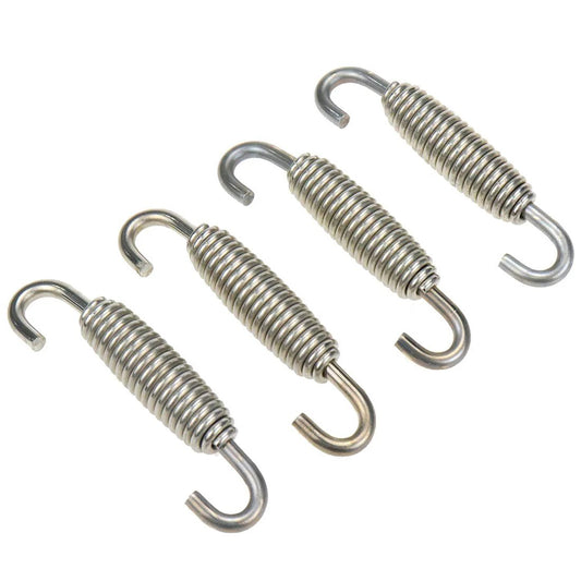 Motorcycle Exhaust Spring Set 4 Pack Stainless Steel Swivel Hook Springs 58mm Long For Mufflers Durable Easy Install Reduces Binding