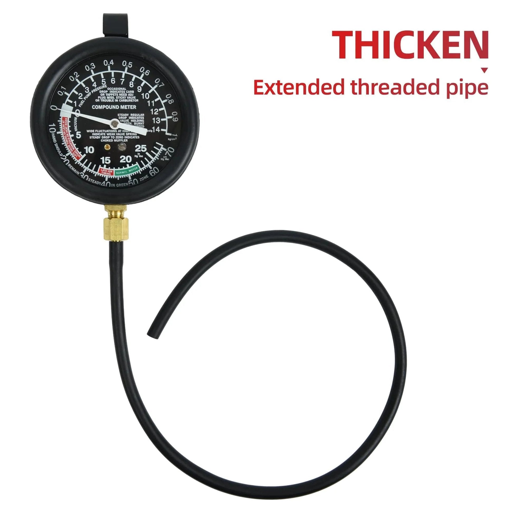 Fuel Pump Pressure And Vacuum Tester Gauge Kit For Carburetor And Intake Manifold Diagnostics with black gauge and hose