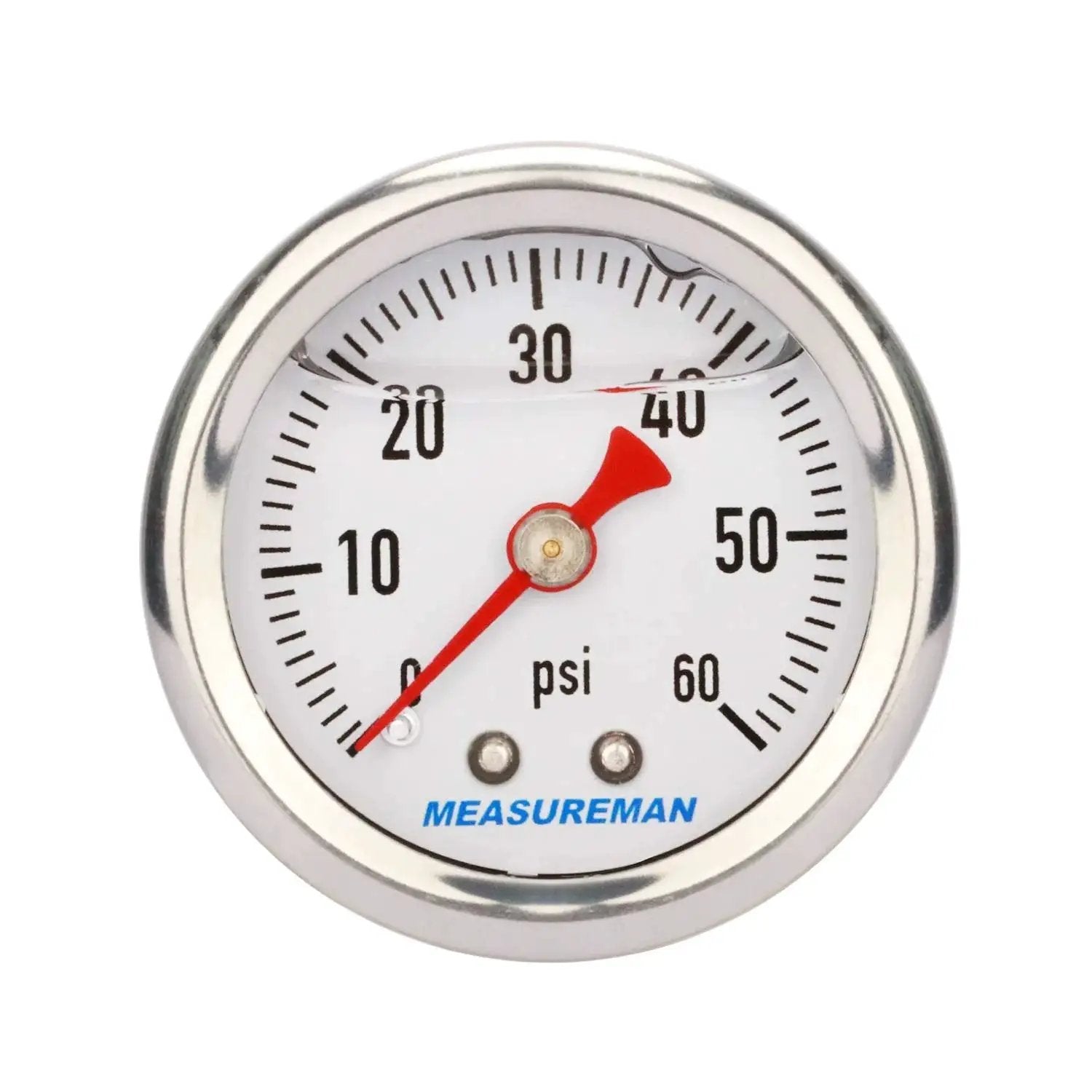 1.5 Inch Dial Liquid Filled Fuel Pressure Gauge With 304 Stainless Steel Case And Center Back Mount, 0 To 60 PSI