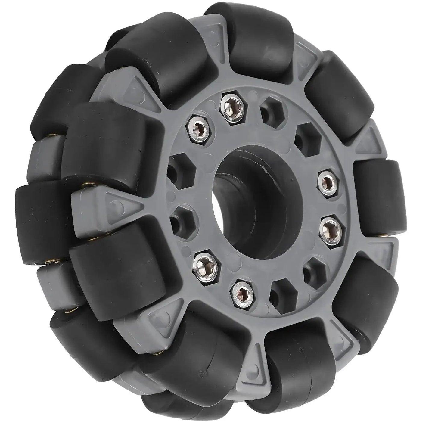 Omni Wheel 100mm Double Plastic Robot Wheel with 360 Degree Movement and Kickass Rubber Rollers Nylon and Brass Bearings 20 Kg Load Capacity