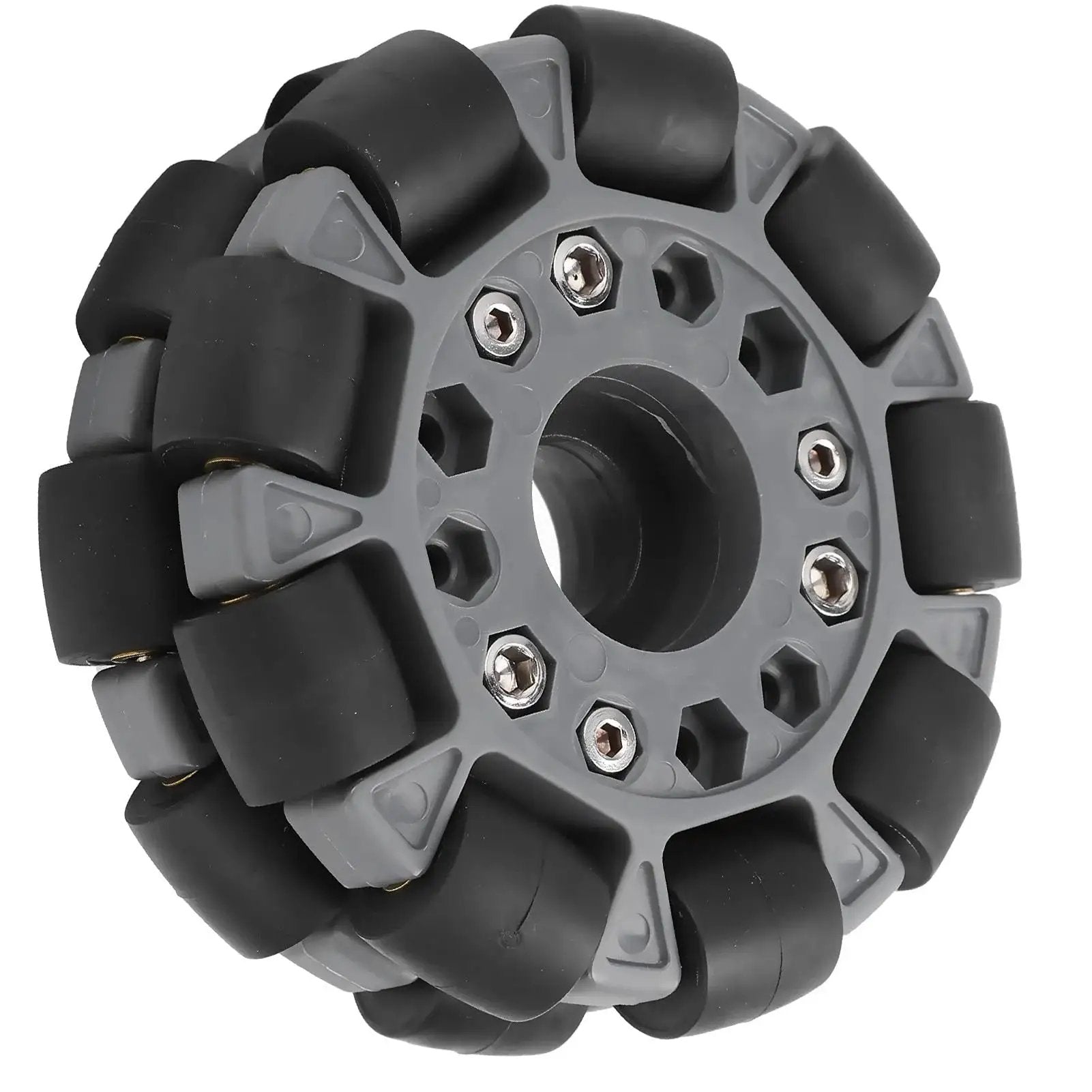 Omni Wheel 100mm Double Plastic Robot Wheel with 360 Degree Movement and Kickass Rubber Rollers Nylon and Brass Bearings 20 Kg Load Capacity