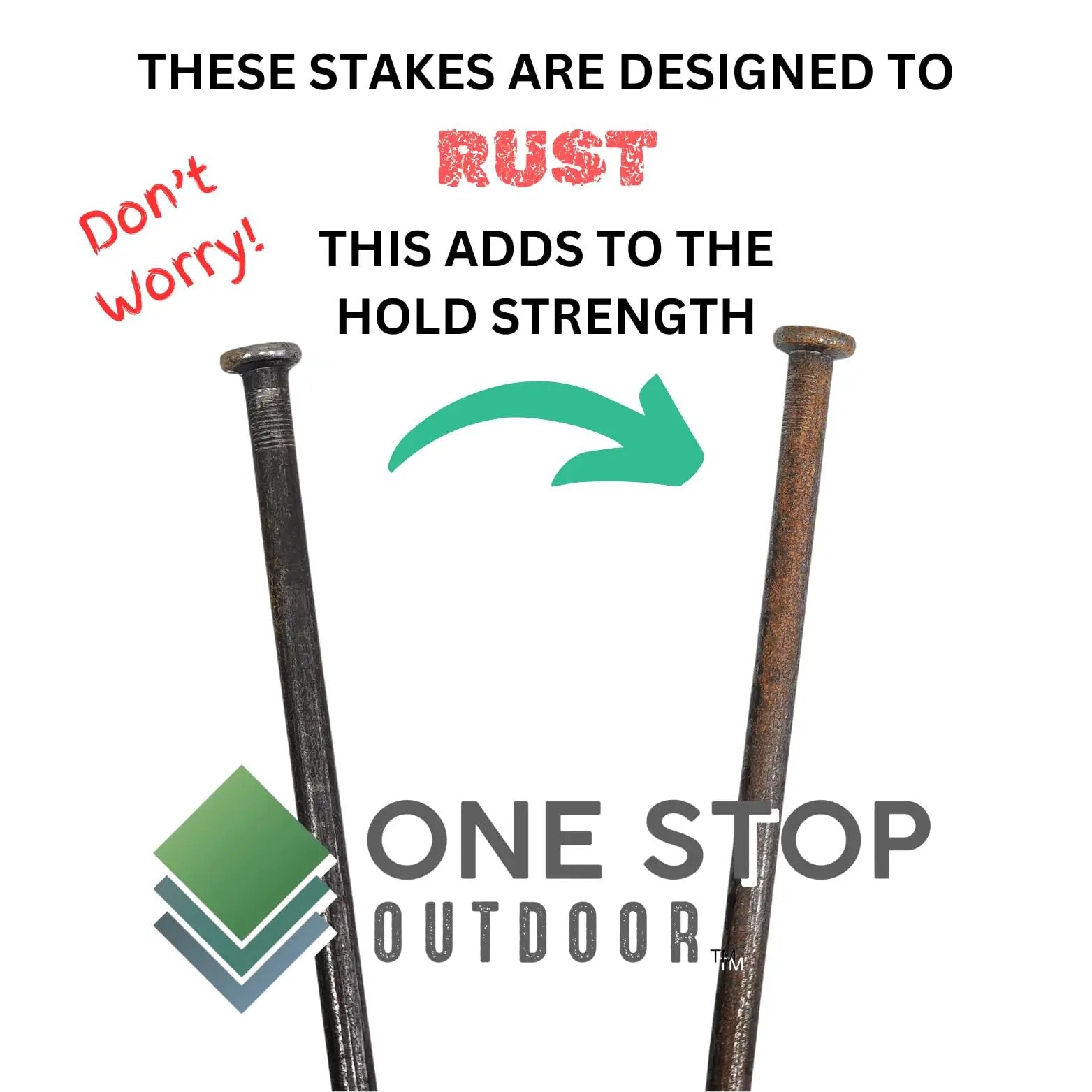 Two rusted Heavy Duty 12 Inch Round Metal Landscape And Paver Edging Anchoring Spikes 10 Pack Rock Solid Timber Nails Tent Stakes