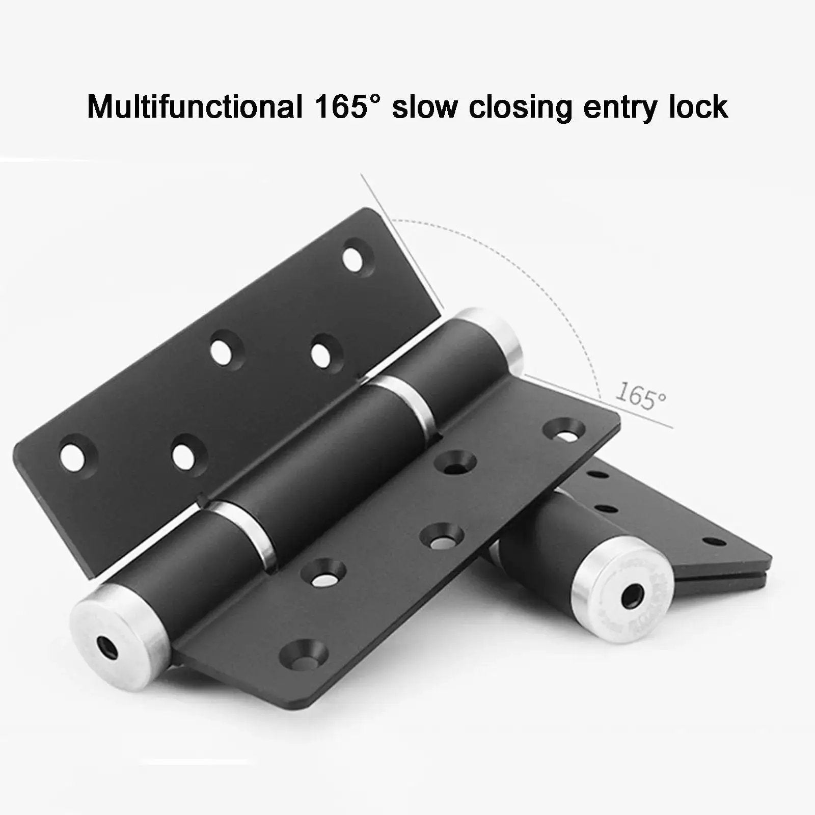 Two Pack Invisible Self Closing Hydraulic Door Hinges For Cabinets And Furniture Whisper Quiet Aluminum Alloy Hinges With High Load Capacity Gold Finish Durable And Smooth Motion For Kitchen Cabinets And Dressers, black multifunctional 165° slow closing hinges.
