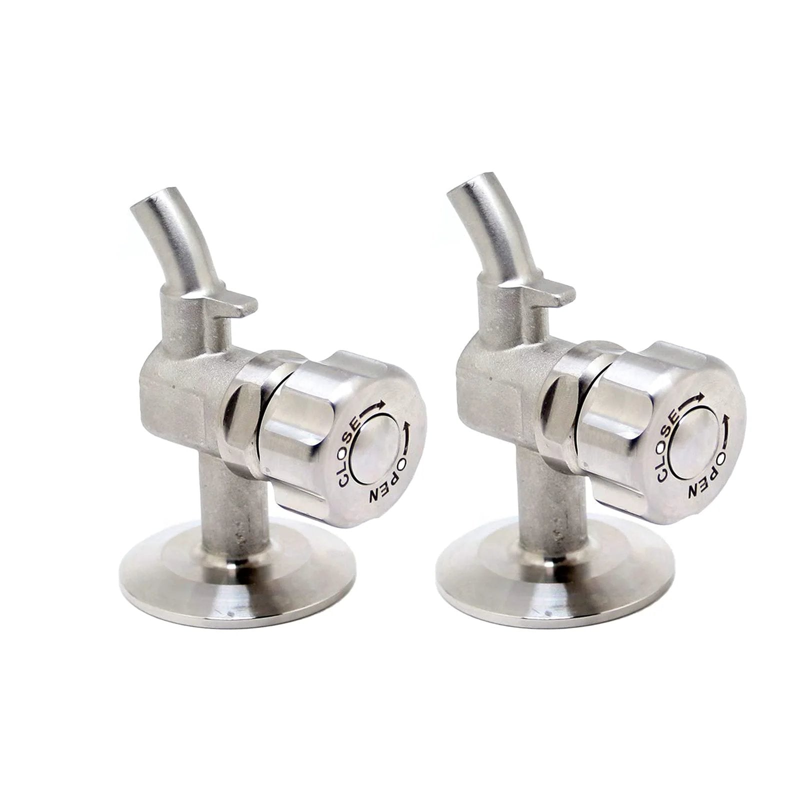 One Point Five Inch SS304 Stainless Beer Sampling Valve with Clamp End 2 Pack for Homebrewers, food grade silicone seal, 1.5 inch tri clamp.