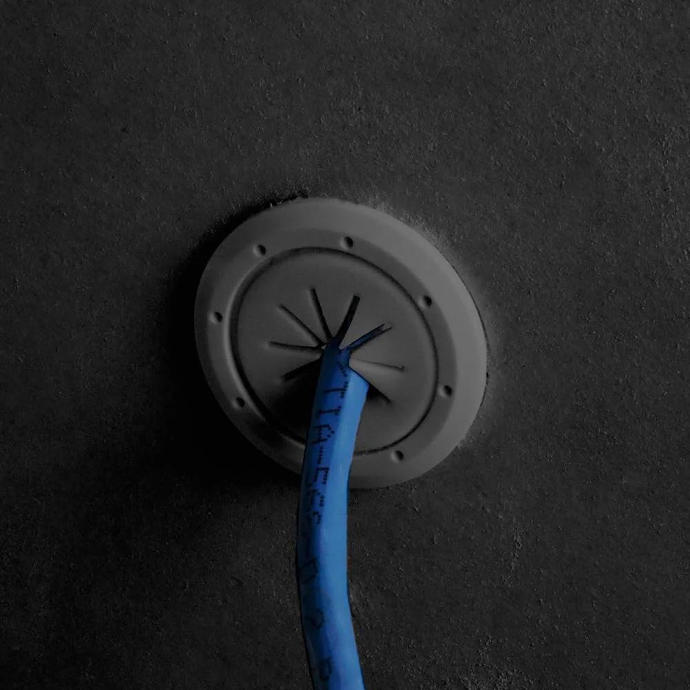 Mini Spring Lock Cable Pass Through Port Pair In Black For Clean Cable Runs Fits Coaxial CAT5 And CAT6 HDMI And Speaker Wire
