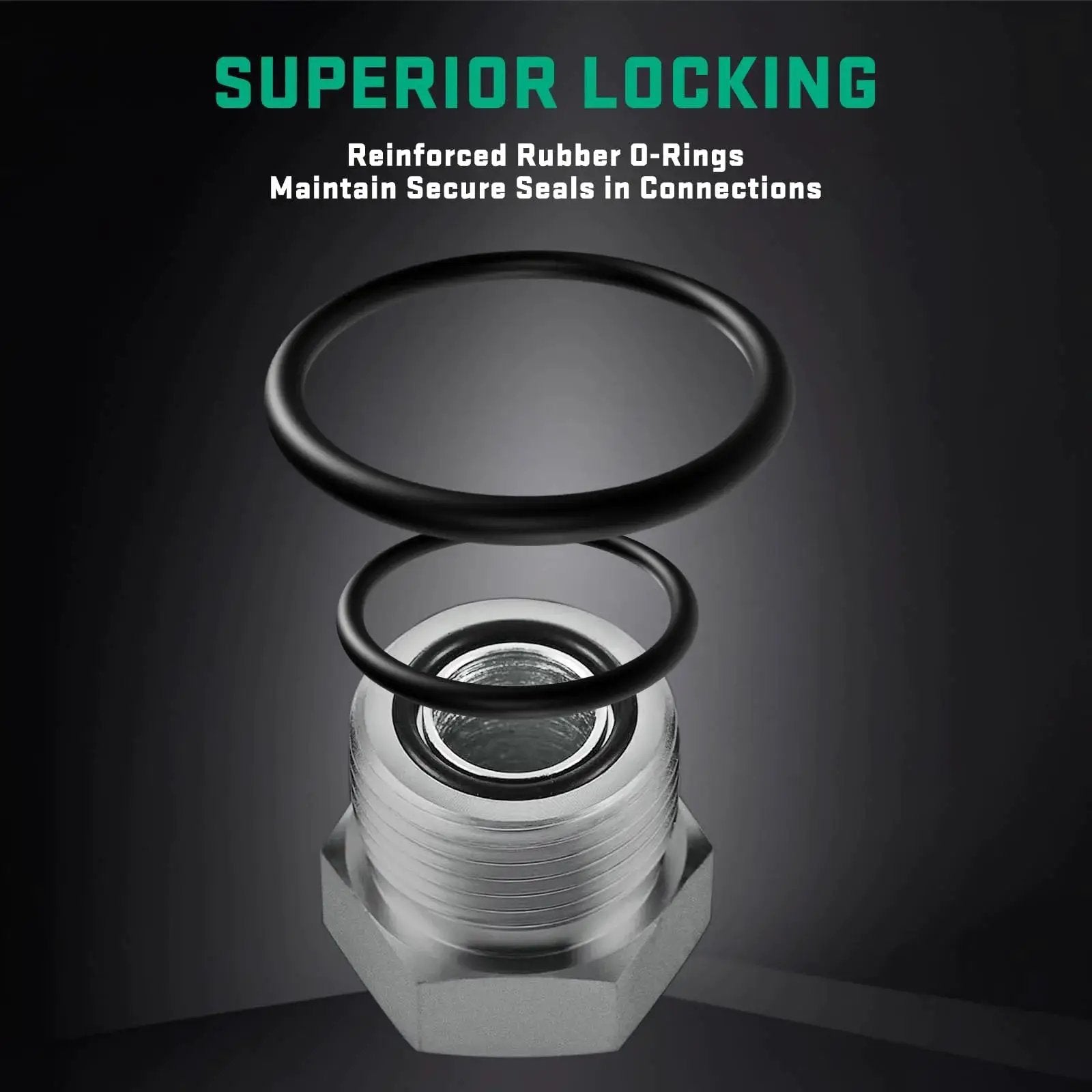 Superior locking with reinforced rubber O-rings from JIC And ORFS Hydraulic Fittings Kit 144 Pcs Cap And Plug Set For Hose Tube And Pipe Systems.