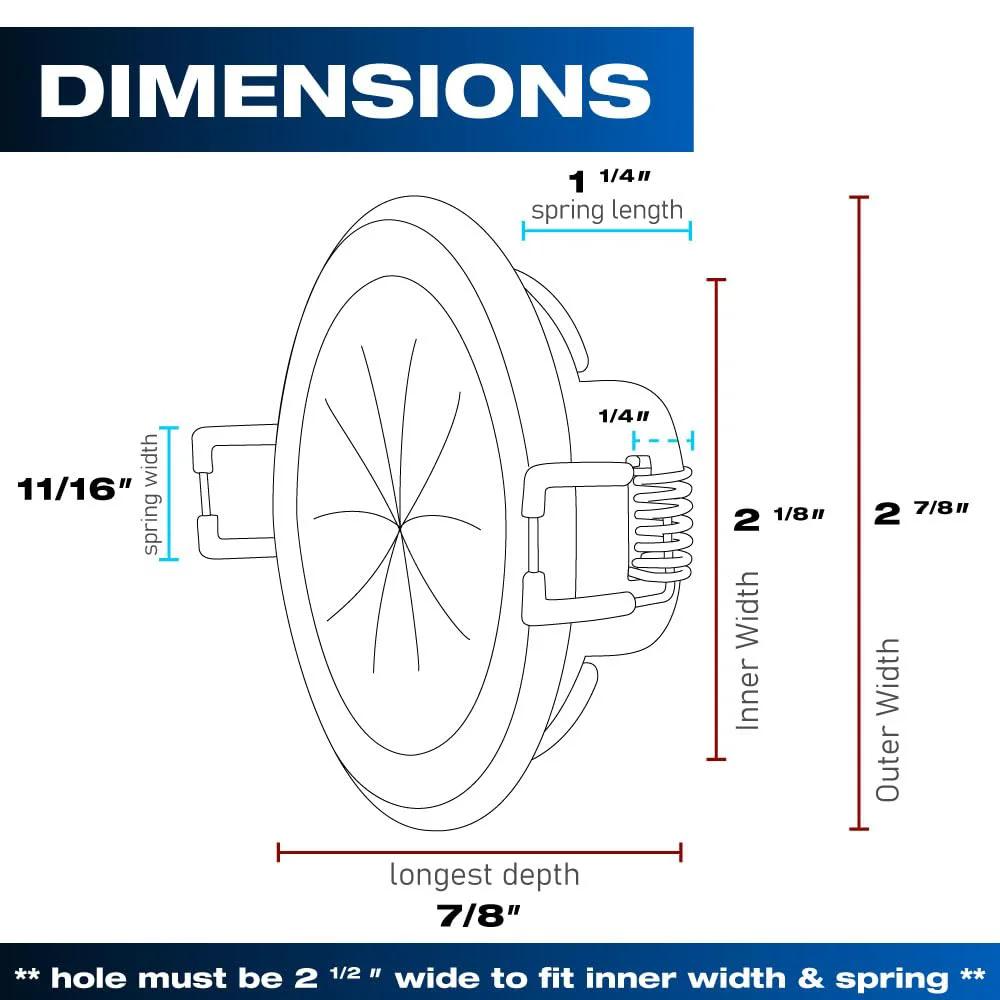 Diagram of White Two Inch Cable Pass Through Port Pair with Spring-Lock, showing dimensions and durable plastic rubber construction.