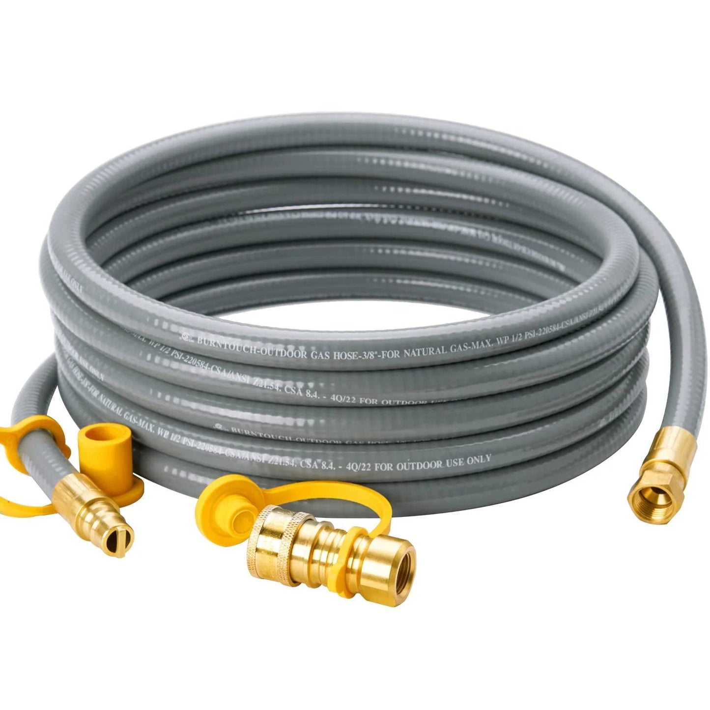 15 Feet Natural Gas Grill Hose With Three Eighths Inch ID Brass Quick Connect Fittings For Grill Pizza Oven Heater And More Low Pressure Appliances Weather Resistant Durable Flexible Stainless Steel Inner Layer Anti Crack Rust Proof Gas Line