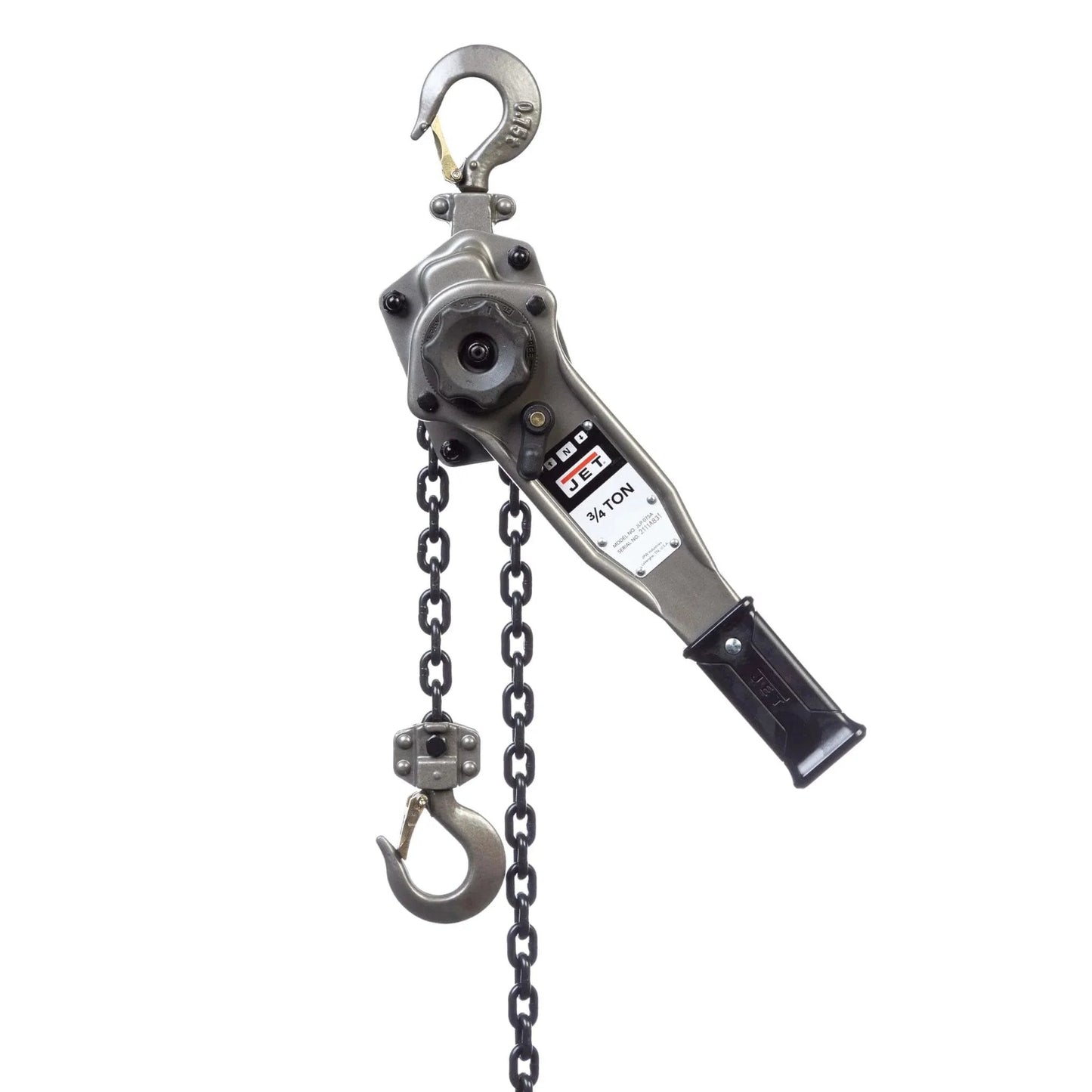 Three Quarter Ton Lever Hoist With 10 Ft Lift JLP-075A-10, featuring Weston-Style Double Pawl Brake and overload hook indicator