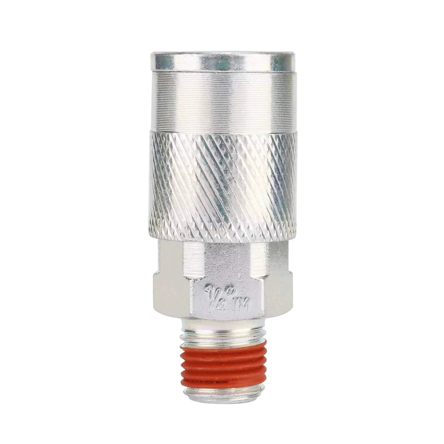I/M Type 1/4 Inch NPT Quick Connect Air Coupler And Plug Kit, stainless steel construction, 300 PSI max, front view.
