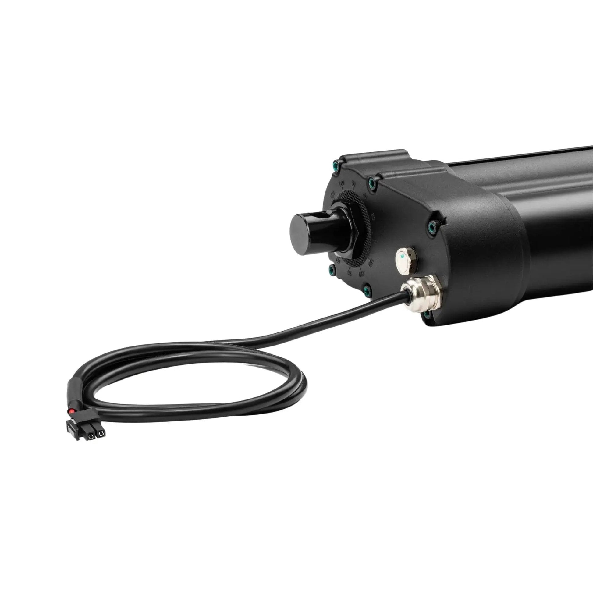Close-up of the Heavy Duty 12V Linear Actuator With 12 Inch Stroke For Agriculture Solar Tracker And Construction, 2000 Lbs Push Pull, IP67 Water Resistant, Brushed DC Motor, Durable Stainless Shaft By Progressive Automations.